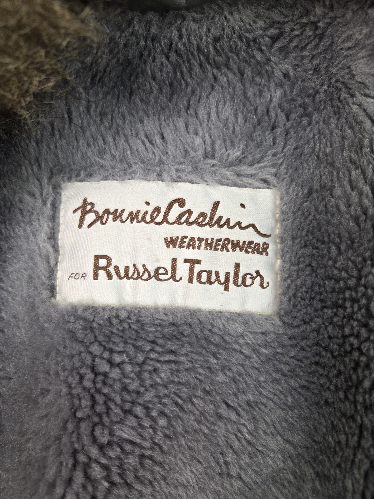 Vintage Bonnie Cashin for Russel Taylor Weatherwear Gray Fur Trim Coat USA Sz 10