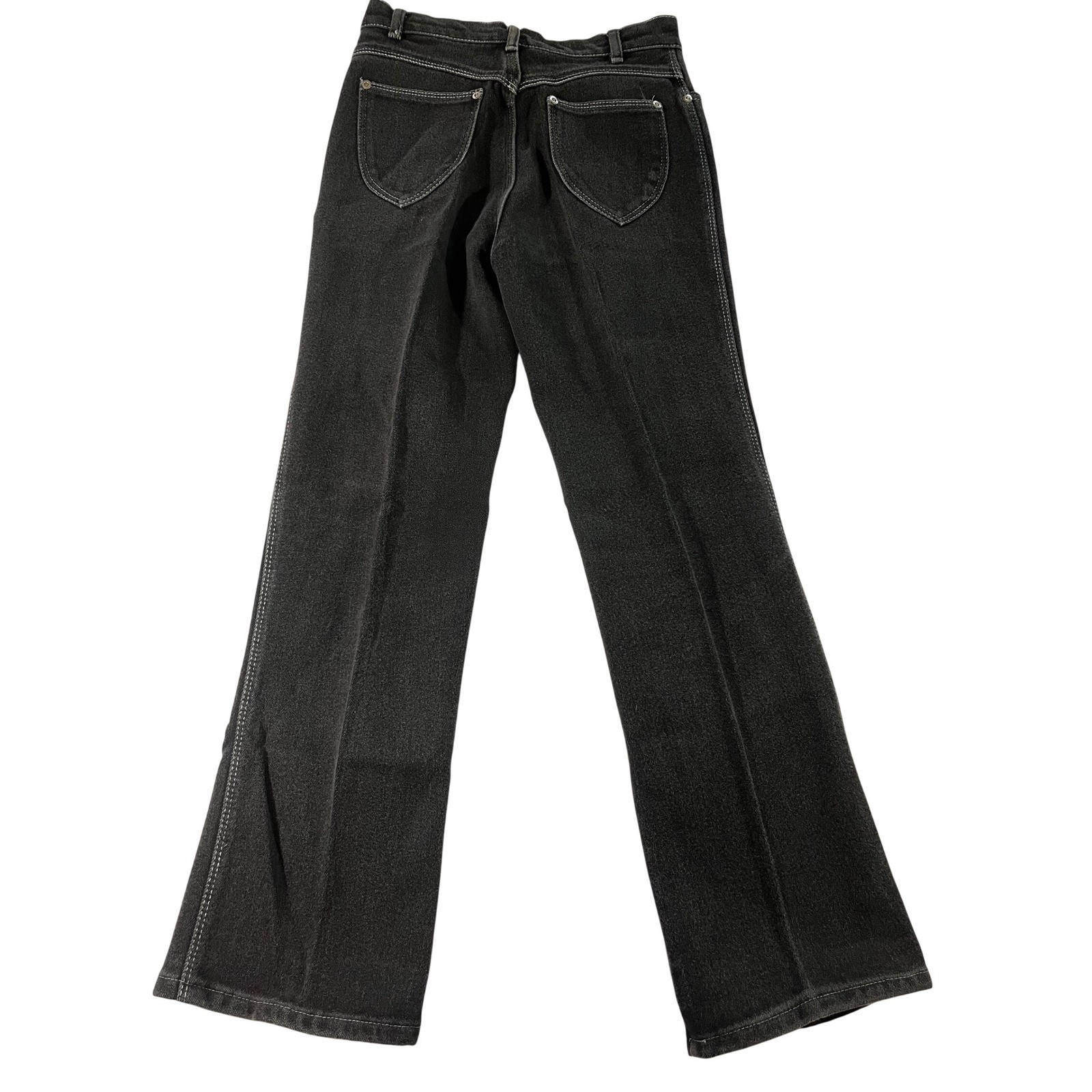 Vintage Stockton of Dallas Jeans Womens 12P Black Contrast Stitch Wide Leg USA