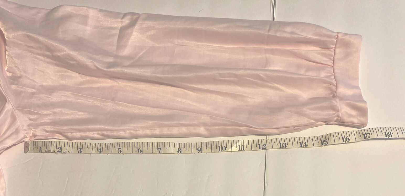 vtg cachet soft pink embroidered buttoned front shiny poly blend large nitegown