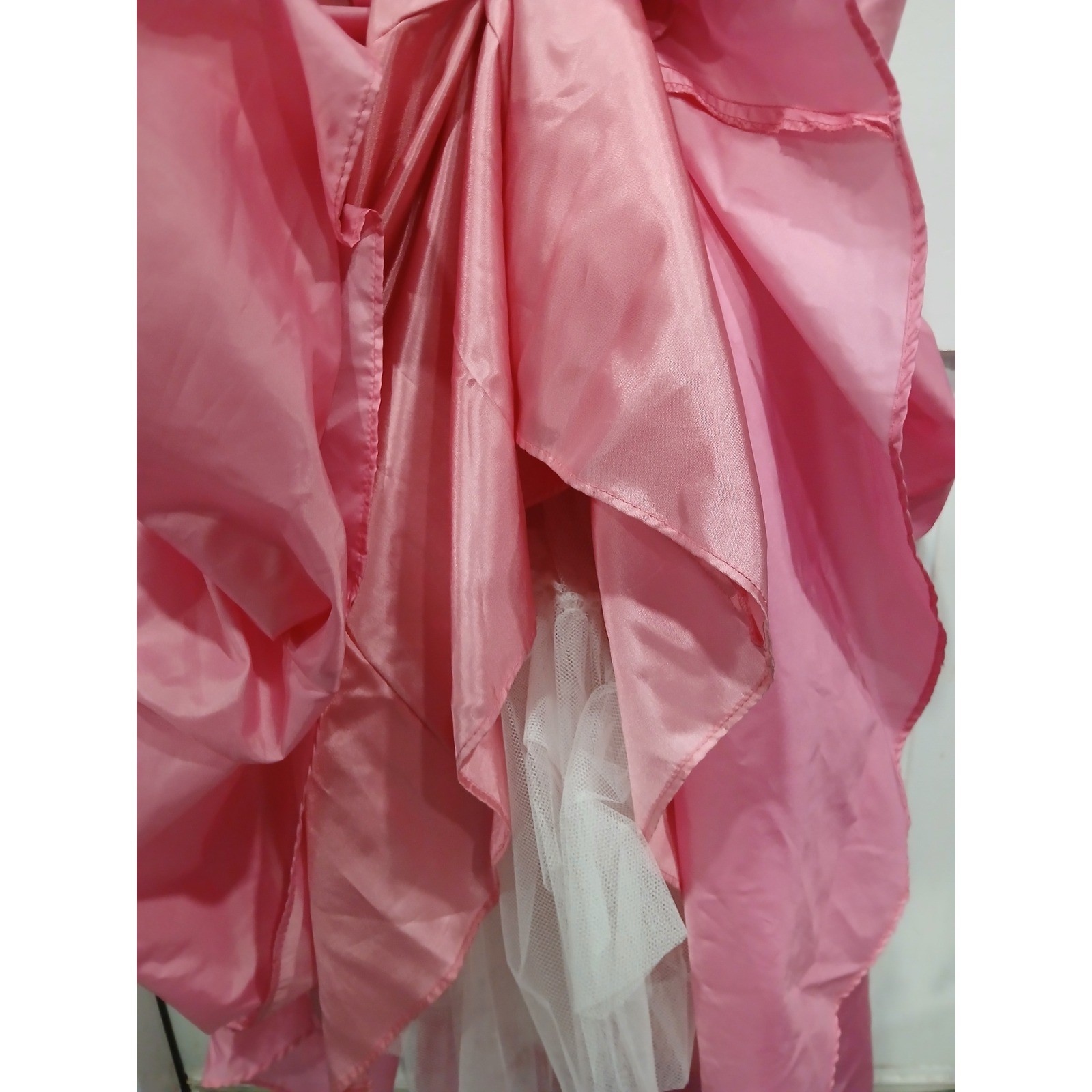Vintage Jessica McClintock Gunne Sax Pink Strapless Ruched Bustle Gown 11/12