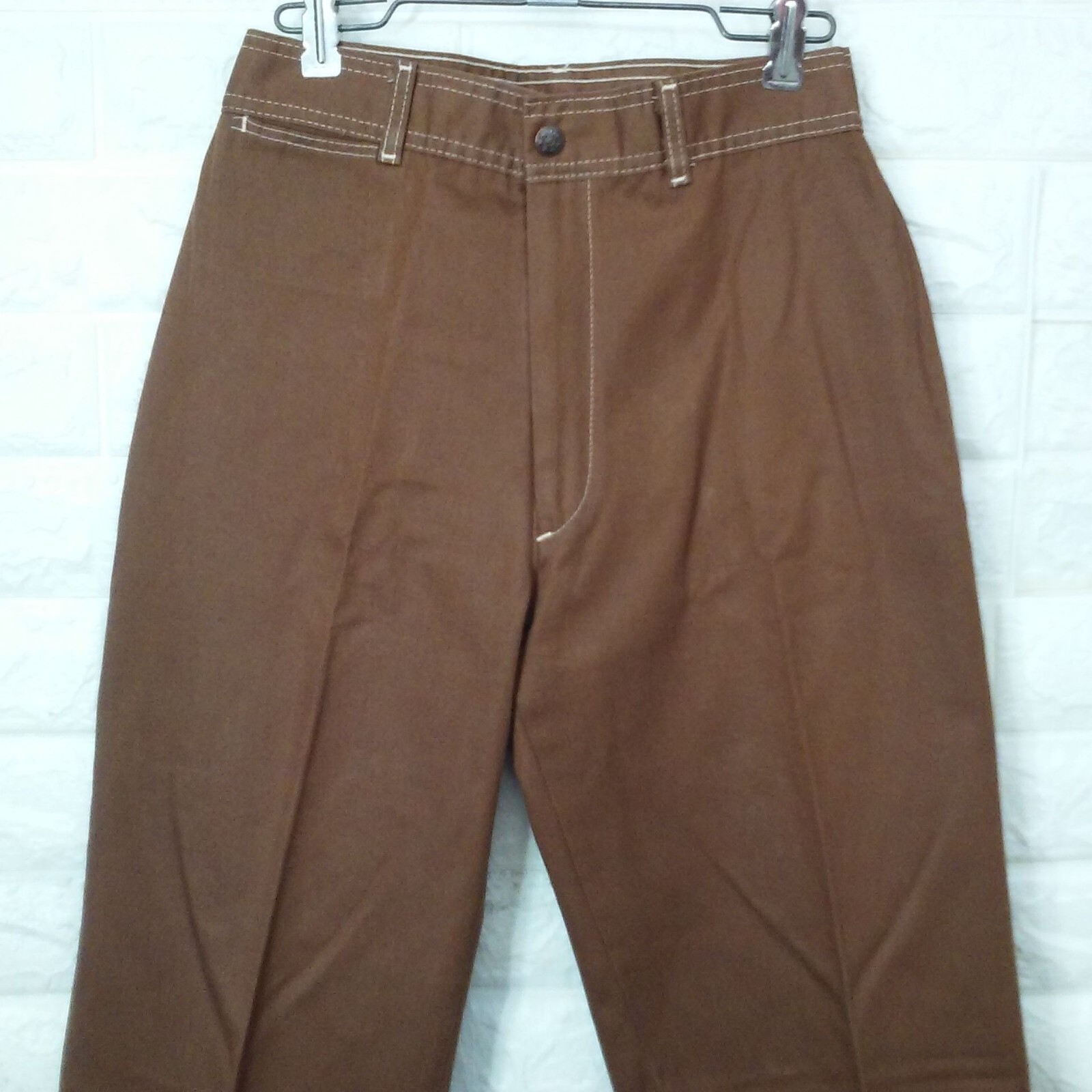 NWOT Vintage 70s Pizzazz Mod Retro Disco Pant Jeans -10 Pockets Wide-Leg Brown