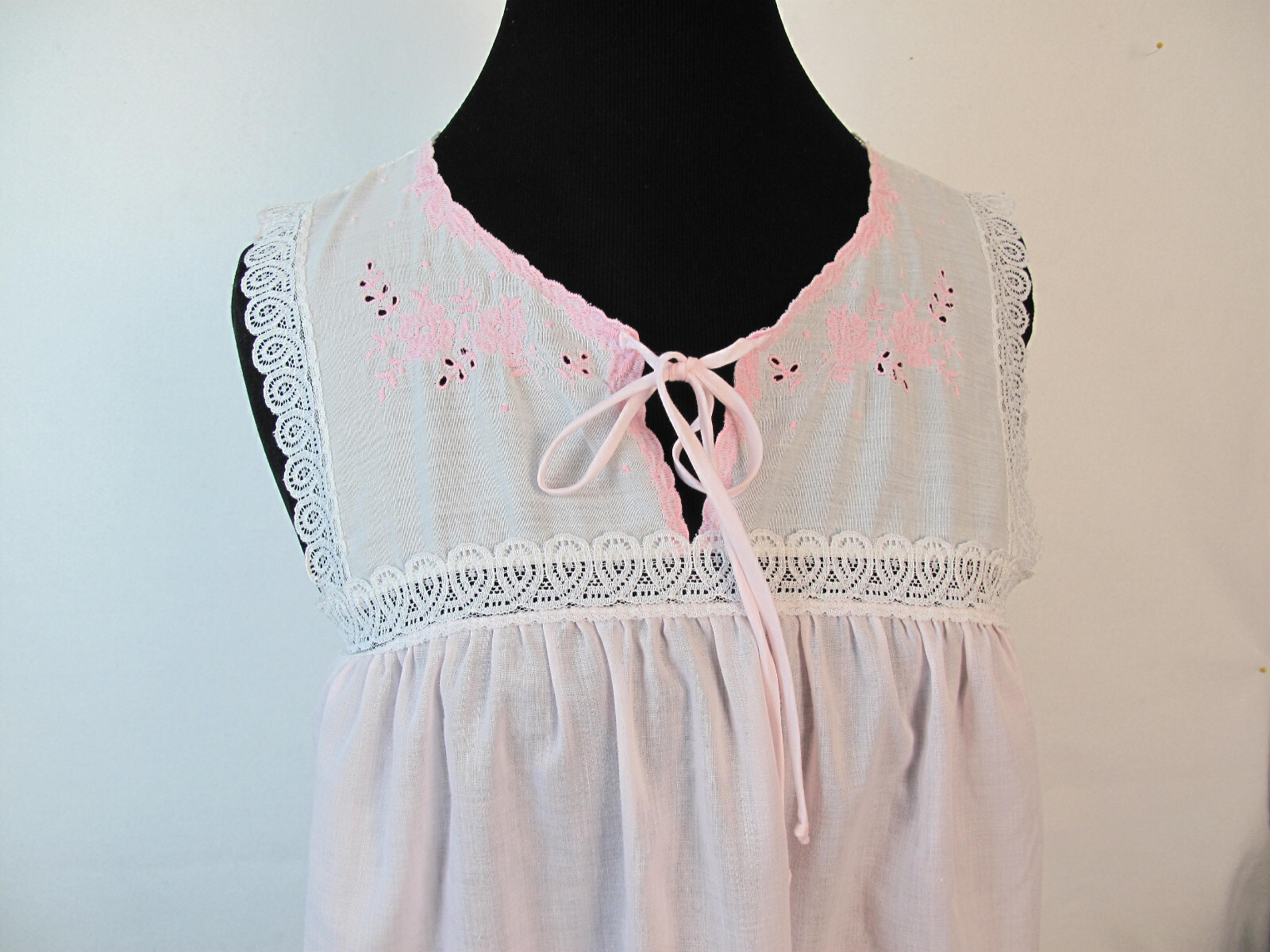 Vintage Evensong Made in USA 2pc Pink Nightgown Sleepwear Size S