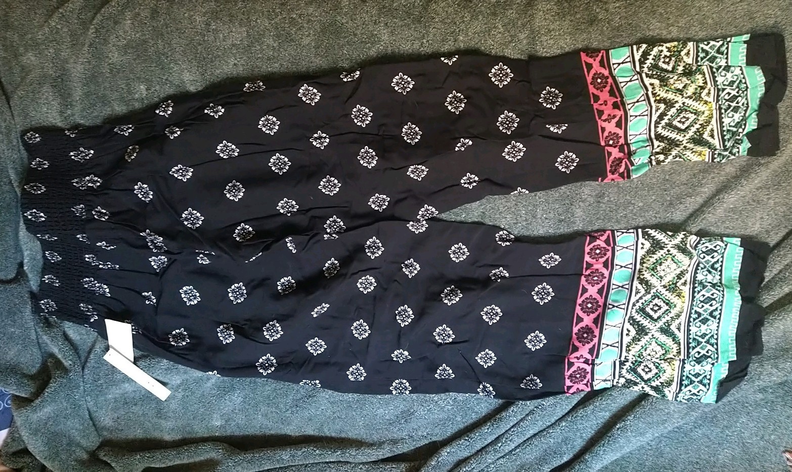 Vintage Women’s Pants Flare Bottom Black Pink Yellow Orange Bird