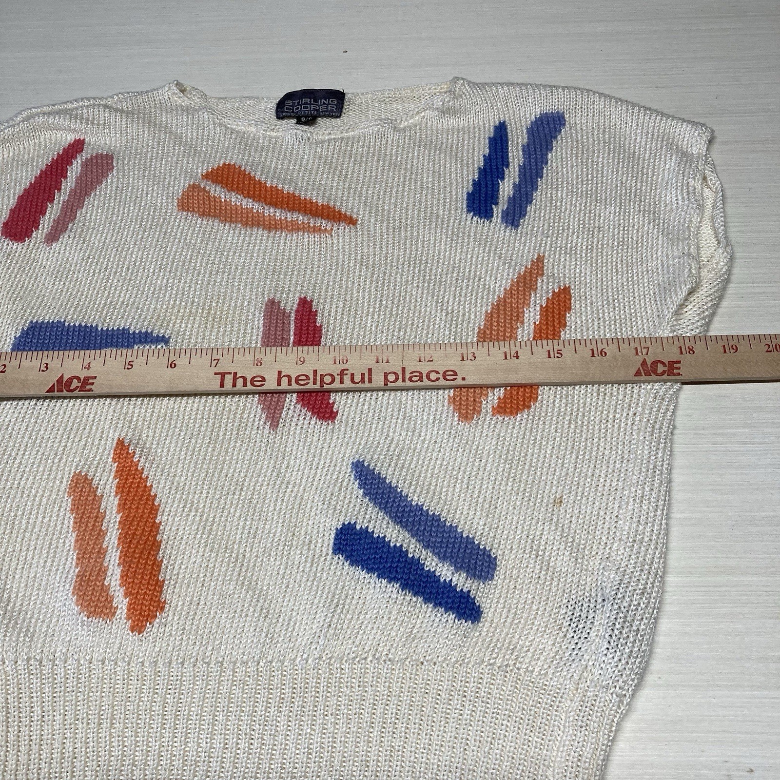 Stirling Cooper Vintage 80’s Cream Multi Color Sleeveless Sweater Women’s Small