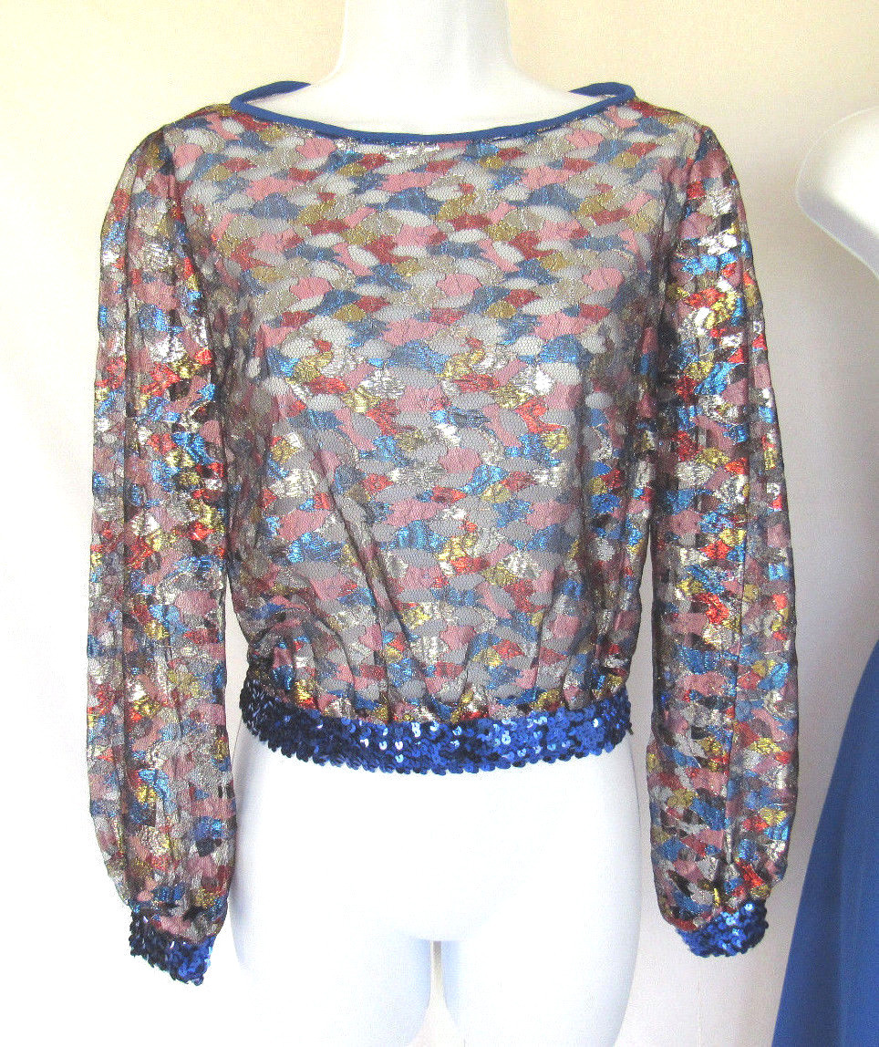VINTAGE 1960s MARIE TORELLI DRESS & COVER SIZE 6 BLUE POLY ACETATE METALLIC NWT