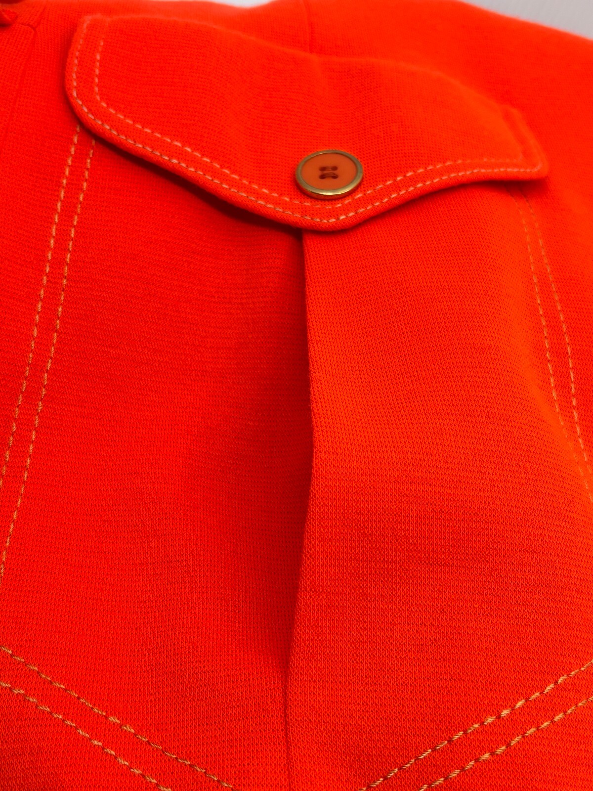 Vintage 1974-95 Womens Coat Size L-XL Orange Double Knit Buttons Tie Back Pleat