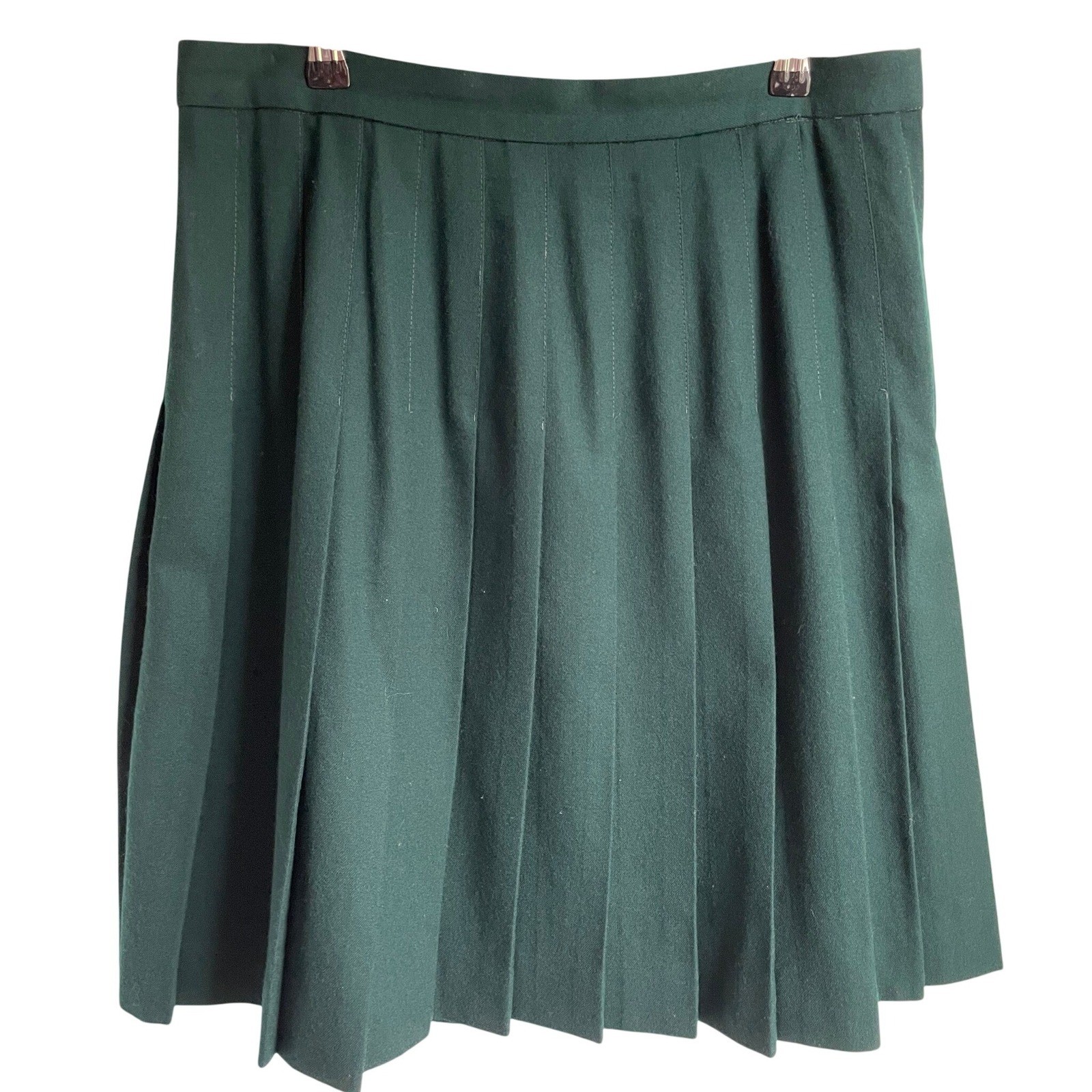 VTG Talbots Worsted Wool Pleated Skirt 14 Hunter Green Dark Academia Made in USA