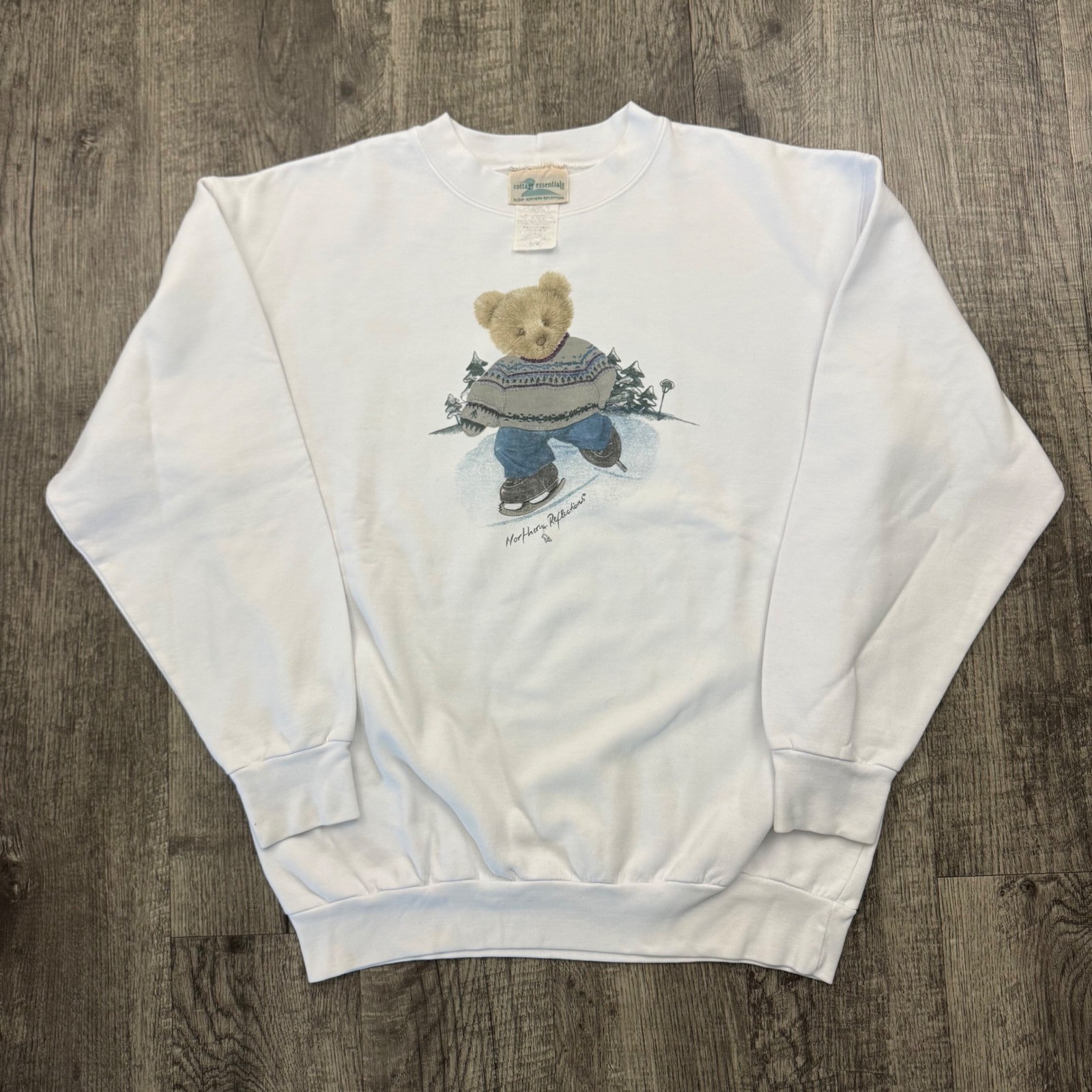 Vintage 90s Northern Reflections Teddy Bear Winter Snow Grandma Sweatshirt M