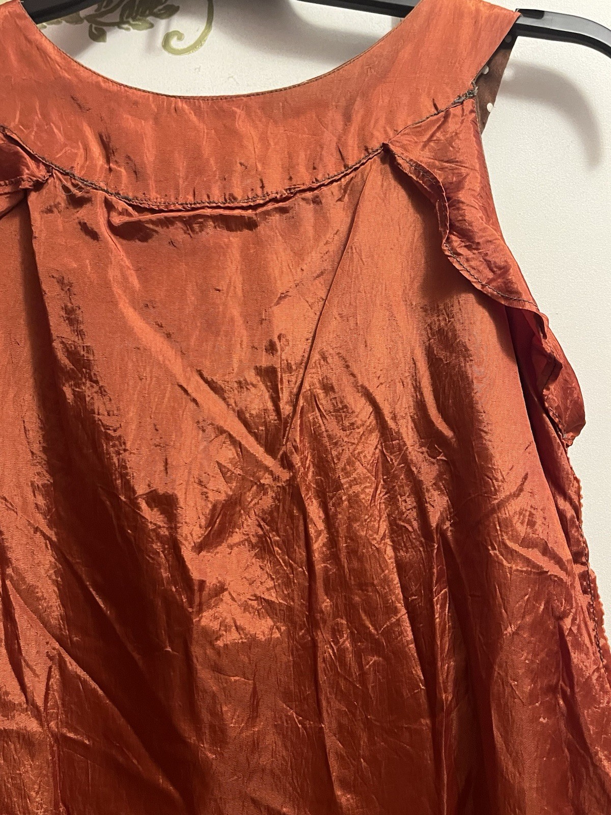 Vtg 1960’s Brown With White Polka Dots Pleated Sleeveless A-Line Dress Cut Tag