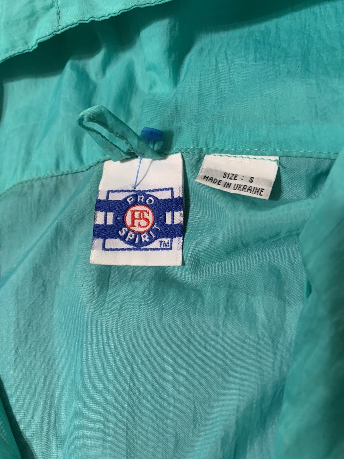 Vintage PRO Spirit Unisex Turquoise S Full Zip Pocket’s Nylon Wind-Breaker NWOT