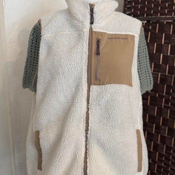 Vineyard Vines Cream Vest Women’s Preppy Coastal Granny Core Size Large