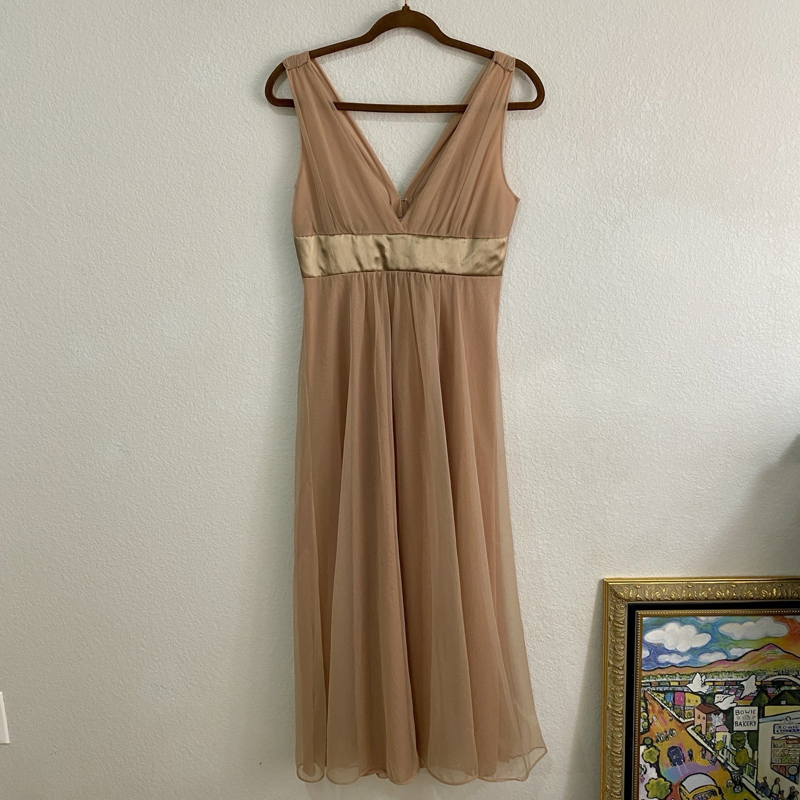 Vintage Gossard Artemis Chiffon Nightgown Peach Nude Empire Waist Small