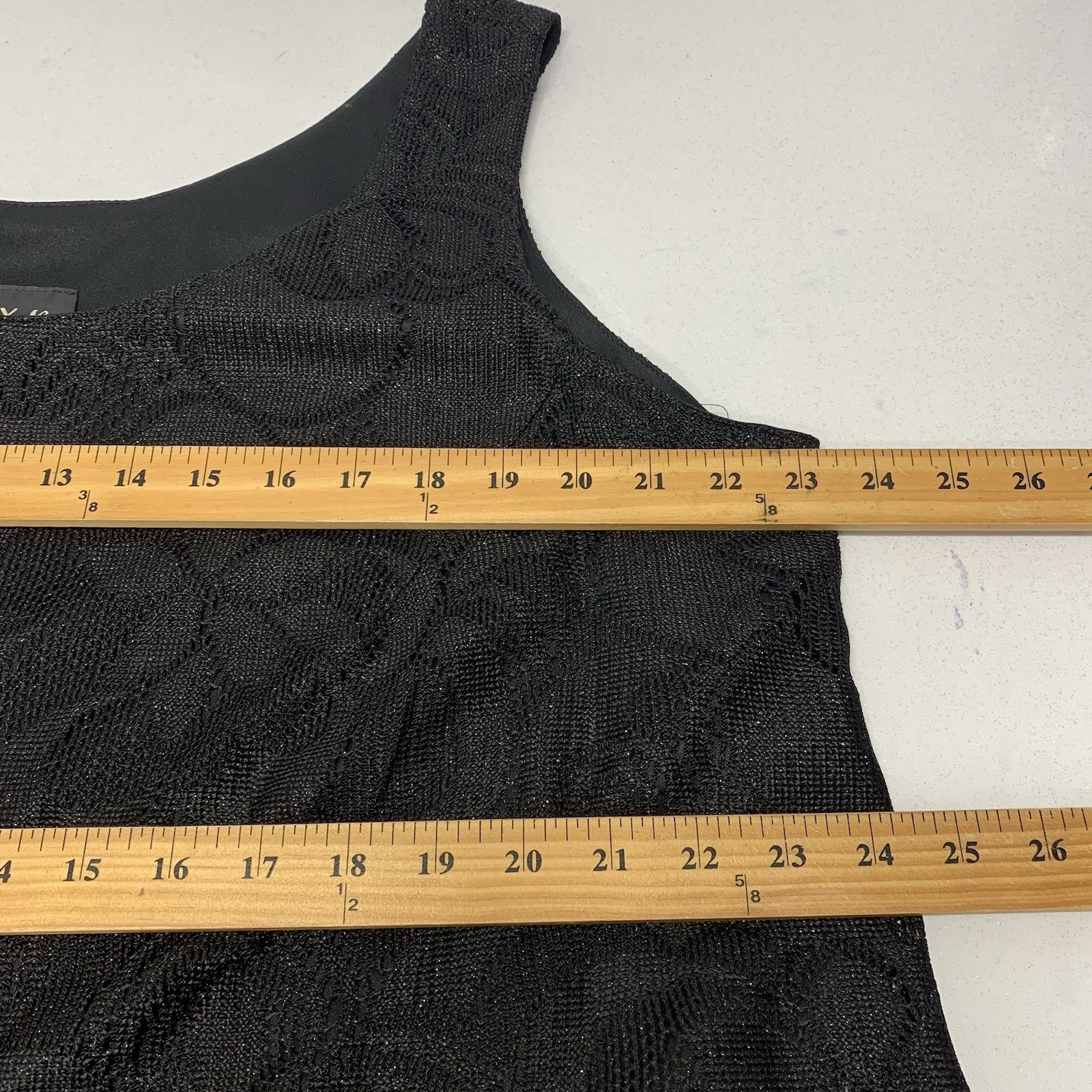 Vtg Onyx Nite Black Sparkle Tank Top 2X Metallic Lined Stretch Classic Formal