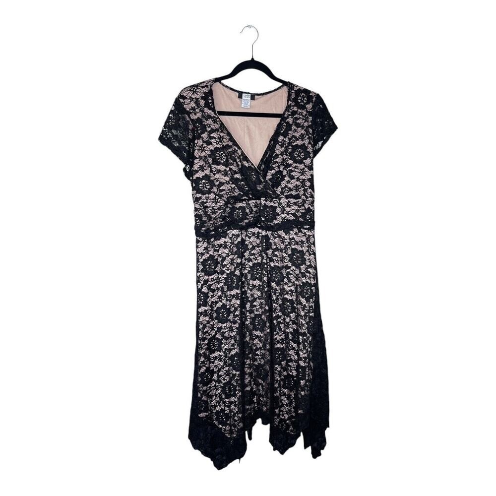 1940’s Studio Black Lace Art Deco Whimsygoth Fairy Goth Style Dress Size 20