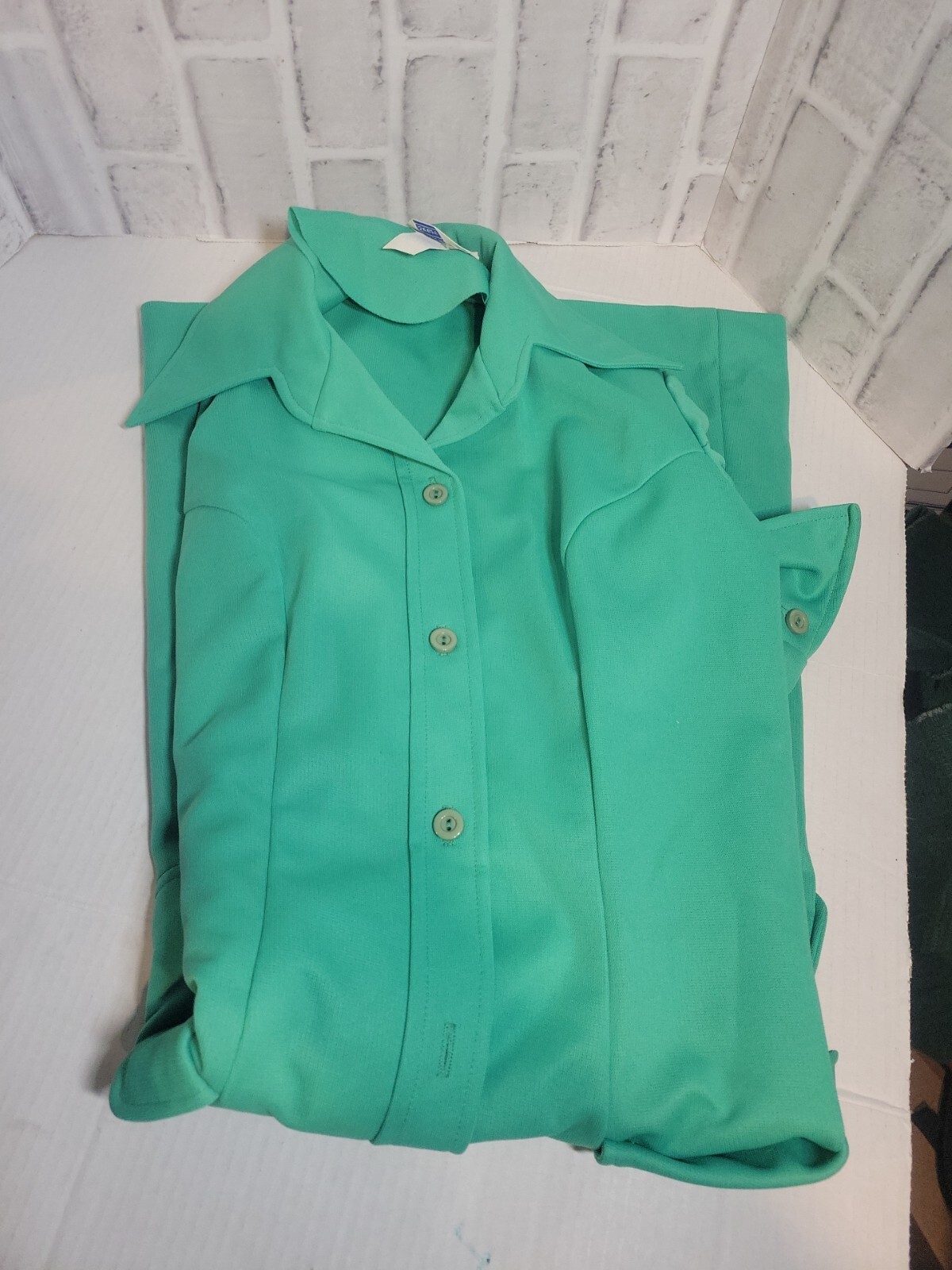 Vintage Sears Trench Coat Polyester Green Full Button Front Womens Size 12 NWT