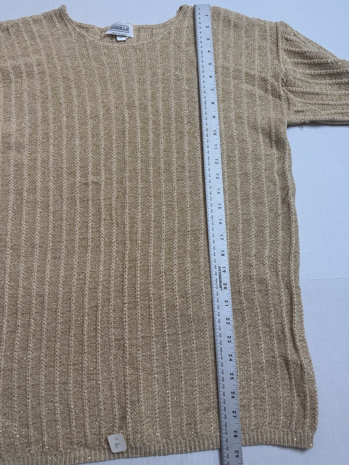 Vintage Arielle 80s Womens Large Sweater Beige Gold Flecks Made In USA