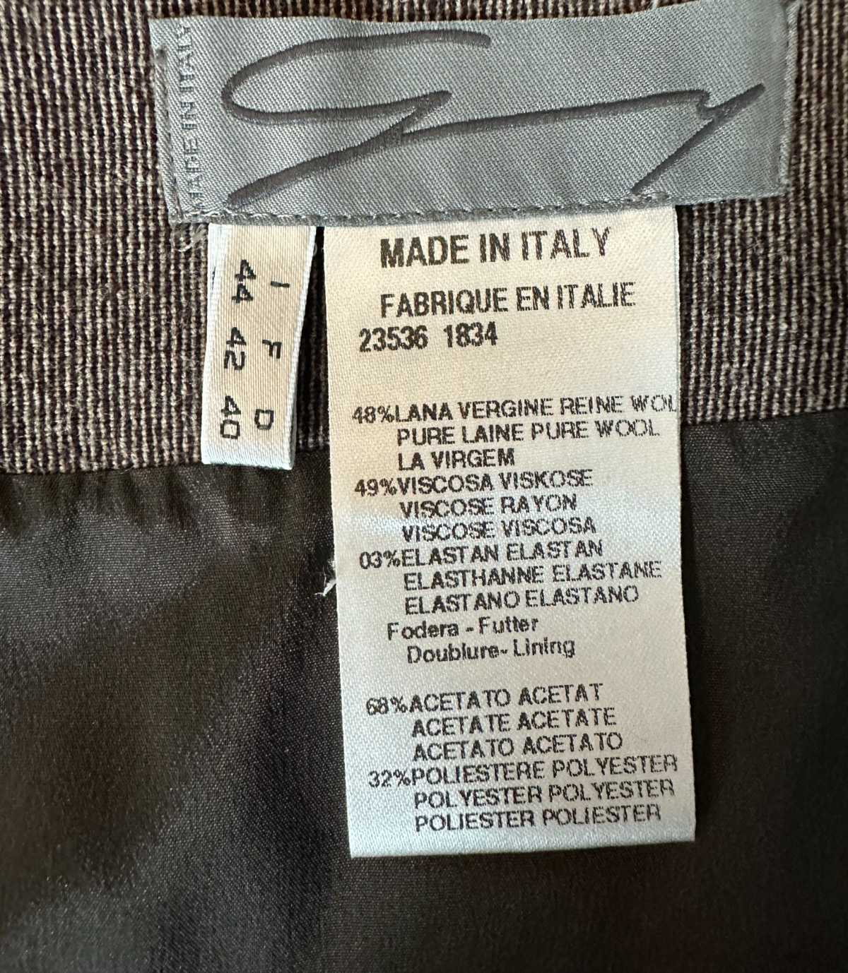 Gianni Versace Genny Womens A-Line Skirt Suit Size 42 Brown Tweed Wool Italy