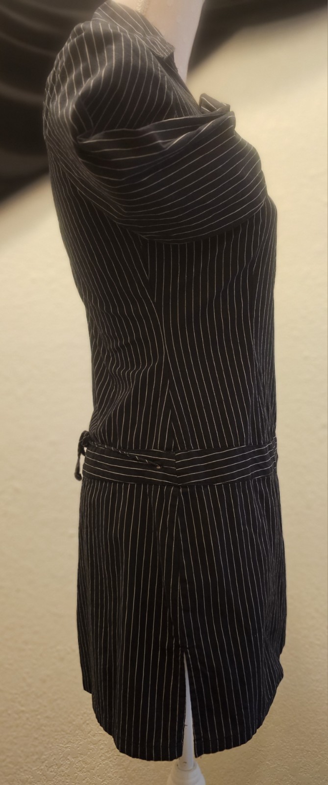 Y2K Vintage Aqua Blues Pinstripe Mini Dress Sz 5 Longsleeve Wrap dress