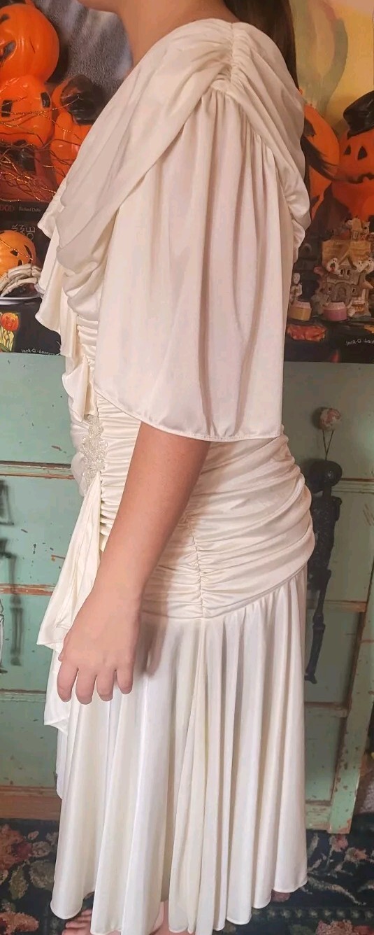 Filigree Lt vintage beaded womens S M Dress size 6 ruched bridal party chic