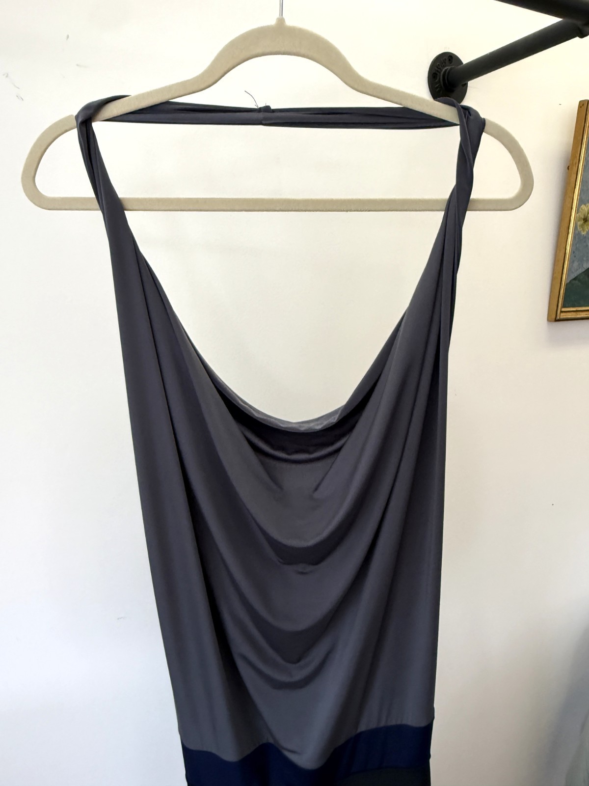 Early 2000s (Circa 2004) Forever 21 Slinky Halter Gown Dress with Draping Neck