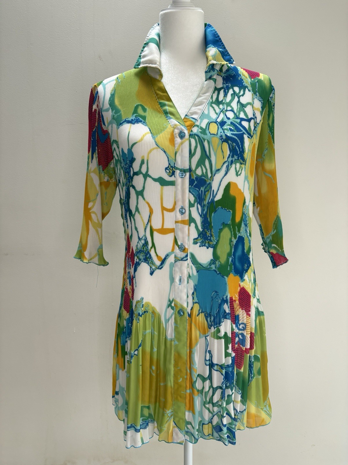 Rossi Roma Vintage Y2K Pleated Dress Womens Large Colorful