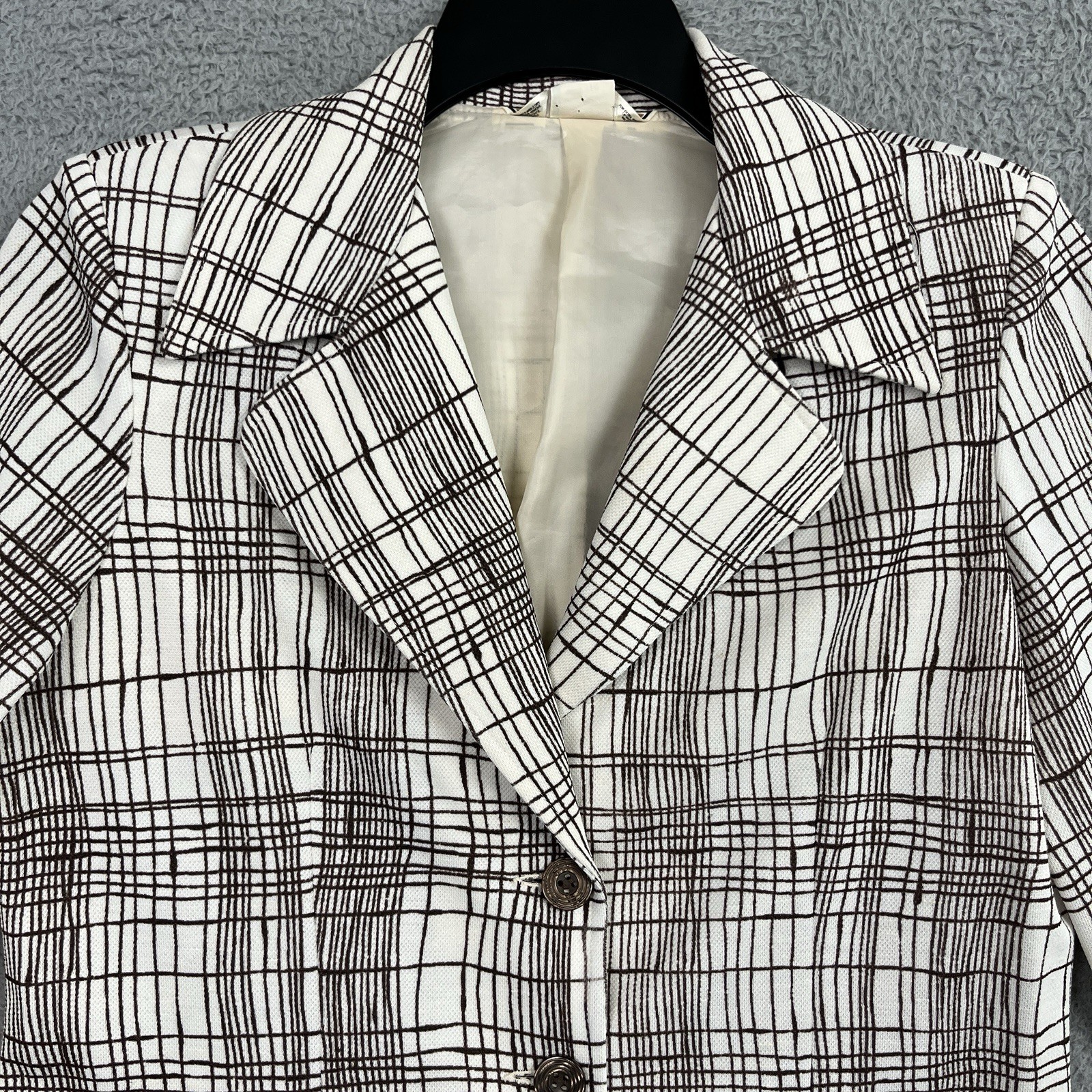 Vintage 60s 70s Koret Poly Knit Blazer Womens VTG Tag 14 Mzrs 19.75″ PTP MOD USA