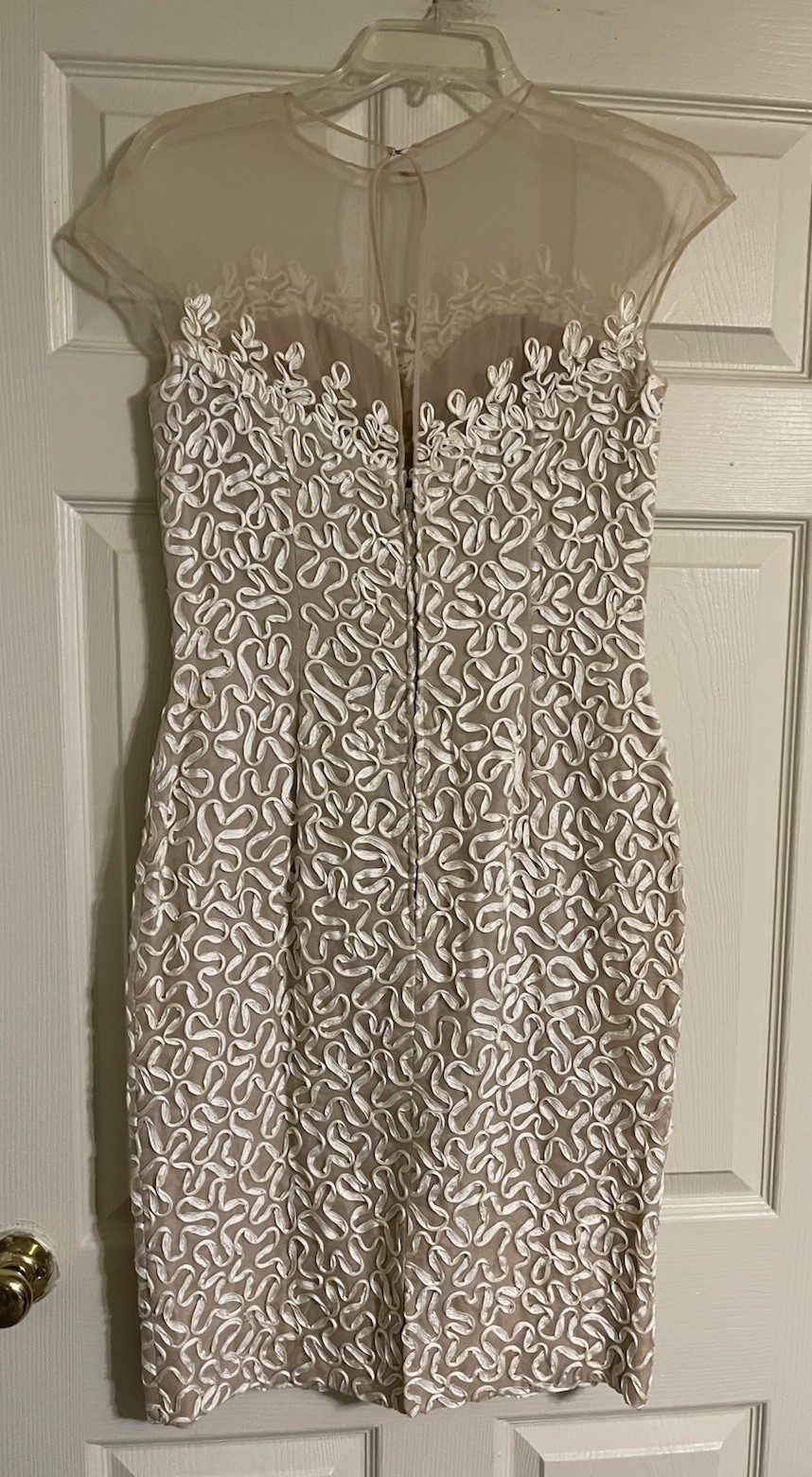Vintage Mr Frank New York Dress 1950s 60s Ribbon Lace Illusion Wiggle Sheath S