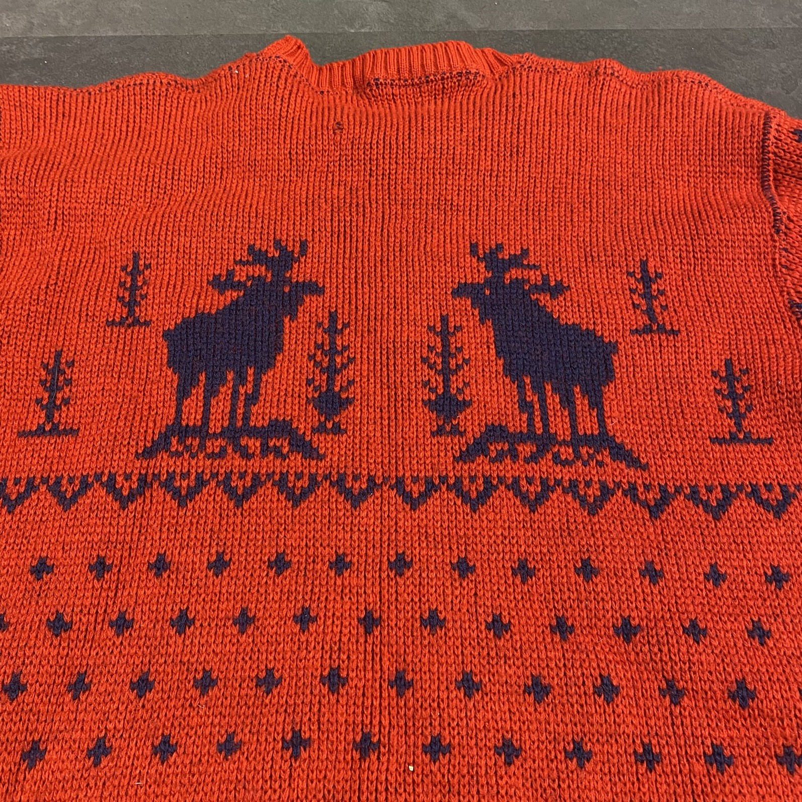 Vintage 1950s Puritan Nordic Reindeer Deer Wool Pullover Sweater Novelty S