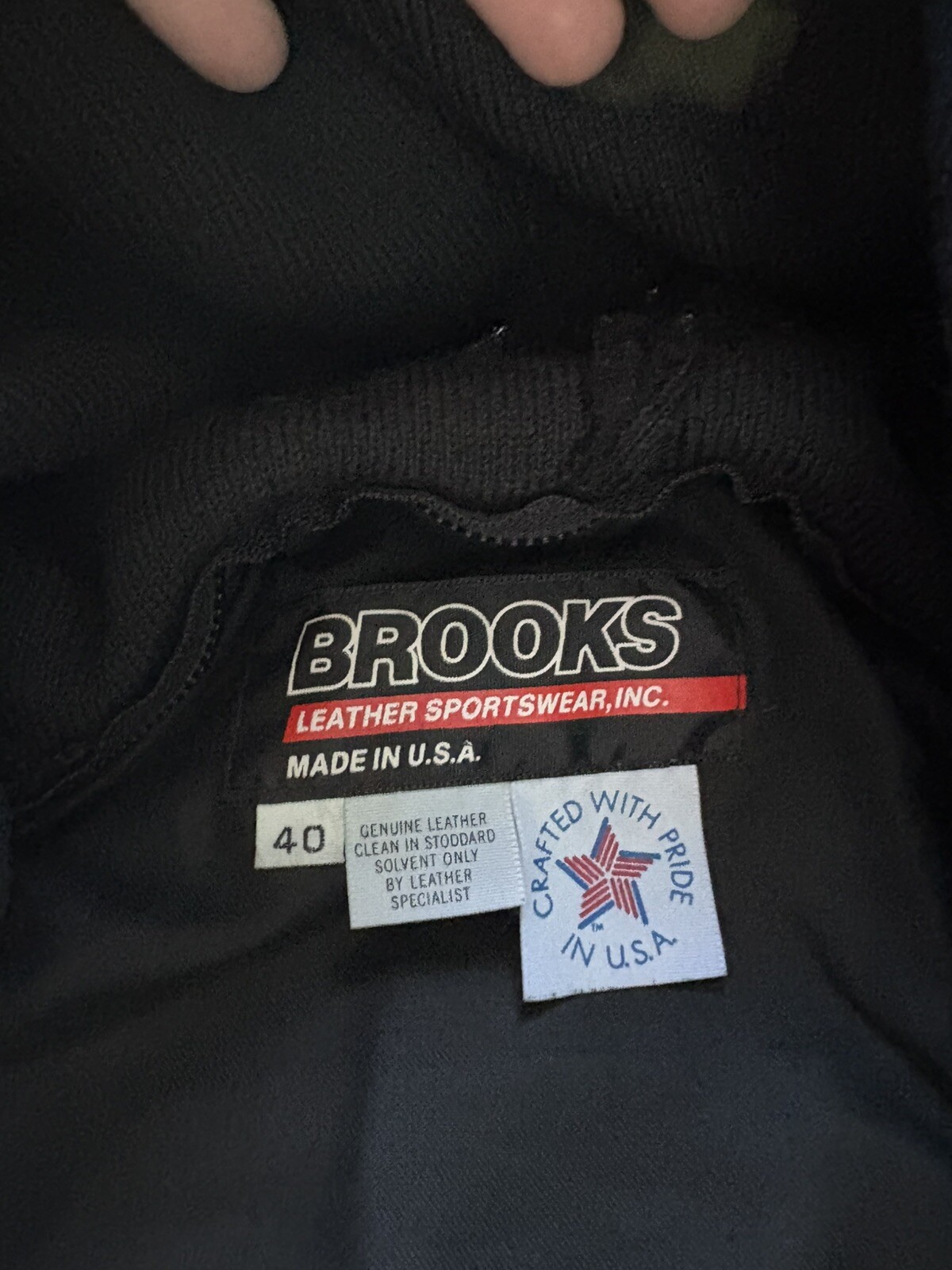 Vintage Brooks Sportswear Black Leather Sherpa Lined MOTORCYCLE JACKET 40 Padded