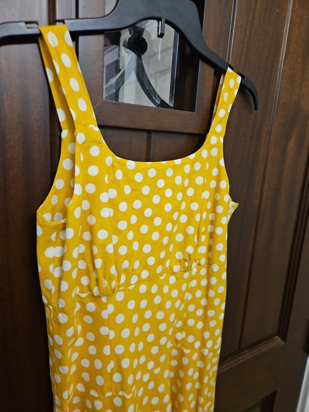 Yellow White Polka Dot Sundress S Rockabilly Cottagecore Twee Whimsical Handmade