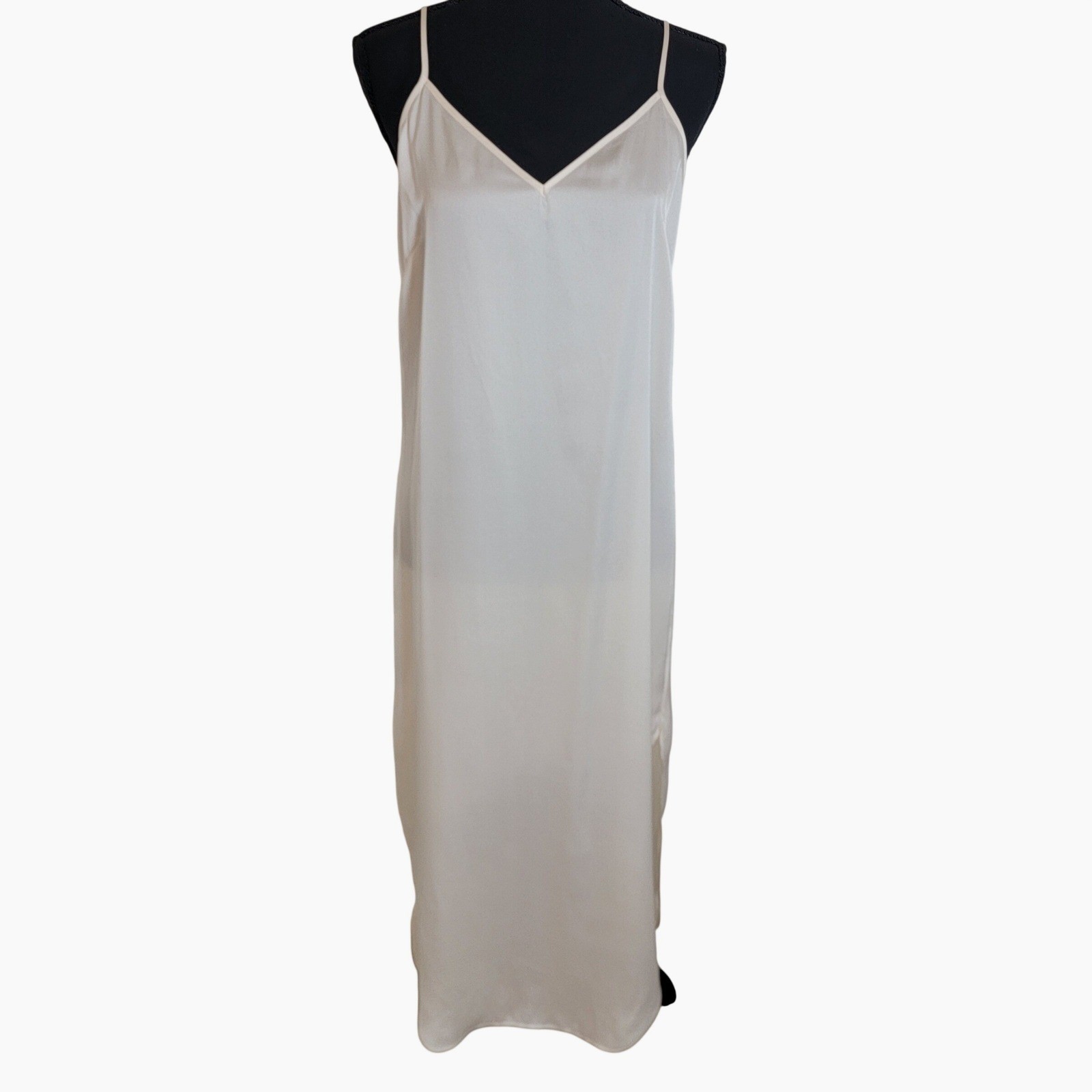 Vince Maxi Satin Cream Slip Dress Sz 6 VNeck CBK Minimalist Spring Summer Bridal