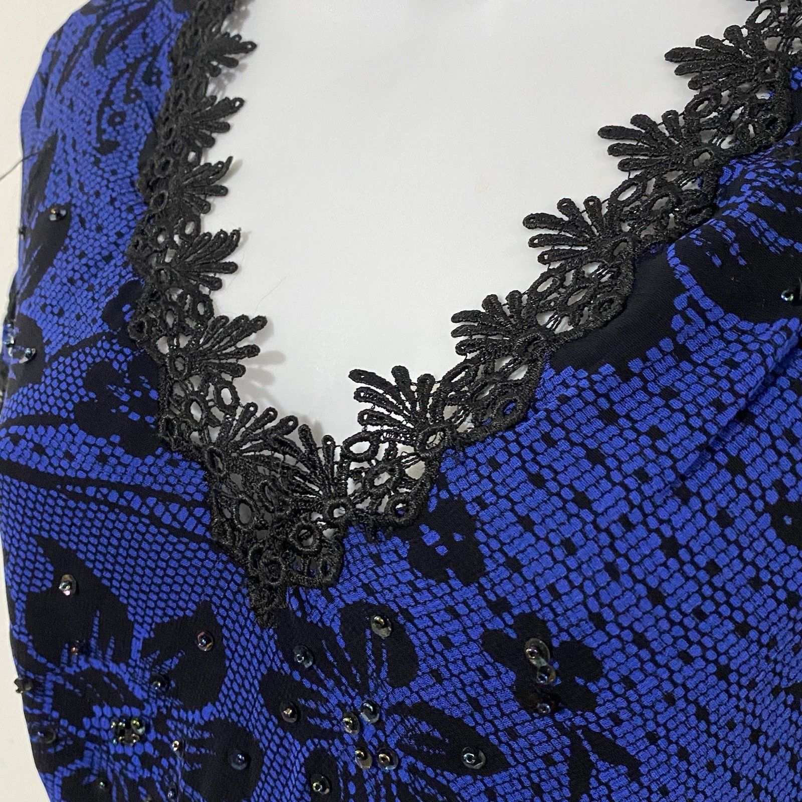 NEW vtg PARADISE NY Black Blue M Floral Bias Beaded Maxi Dress Whimsigoth Fairy