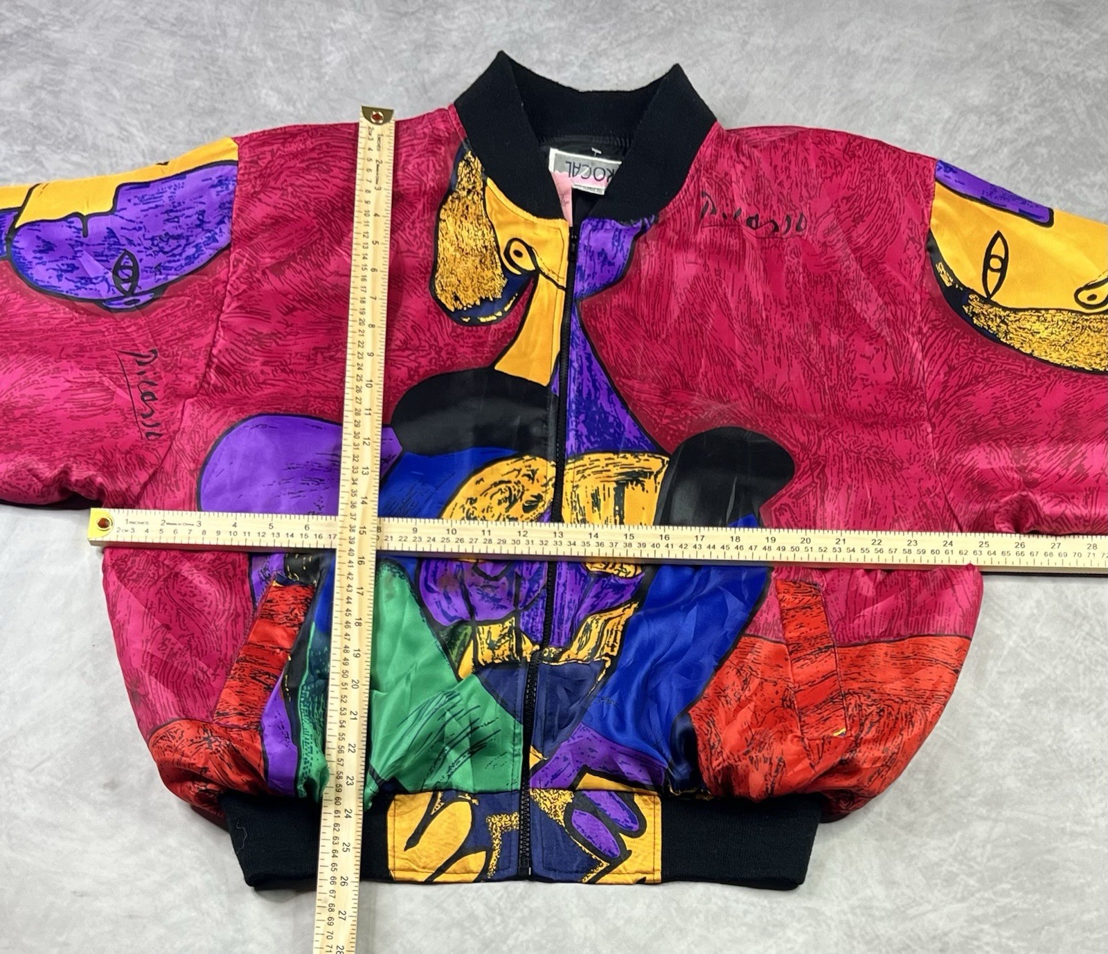 Vintage 80s 90s PICASSO Silk Art Jacket One Size Fits Most Kocal