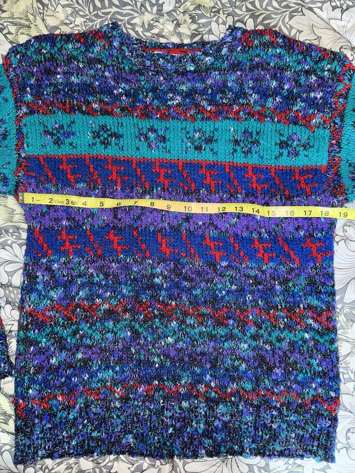 Vintage Objectives Chunky Knit Blue Purple Acrylic Sweater Large Grannycore