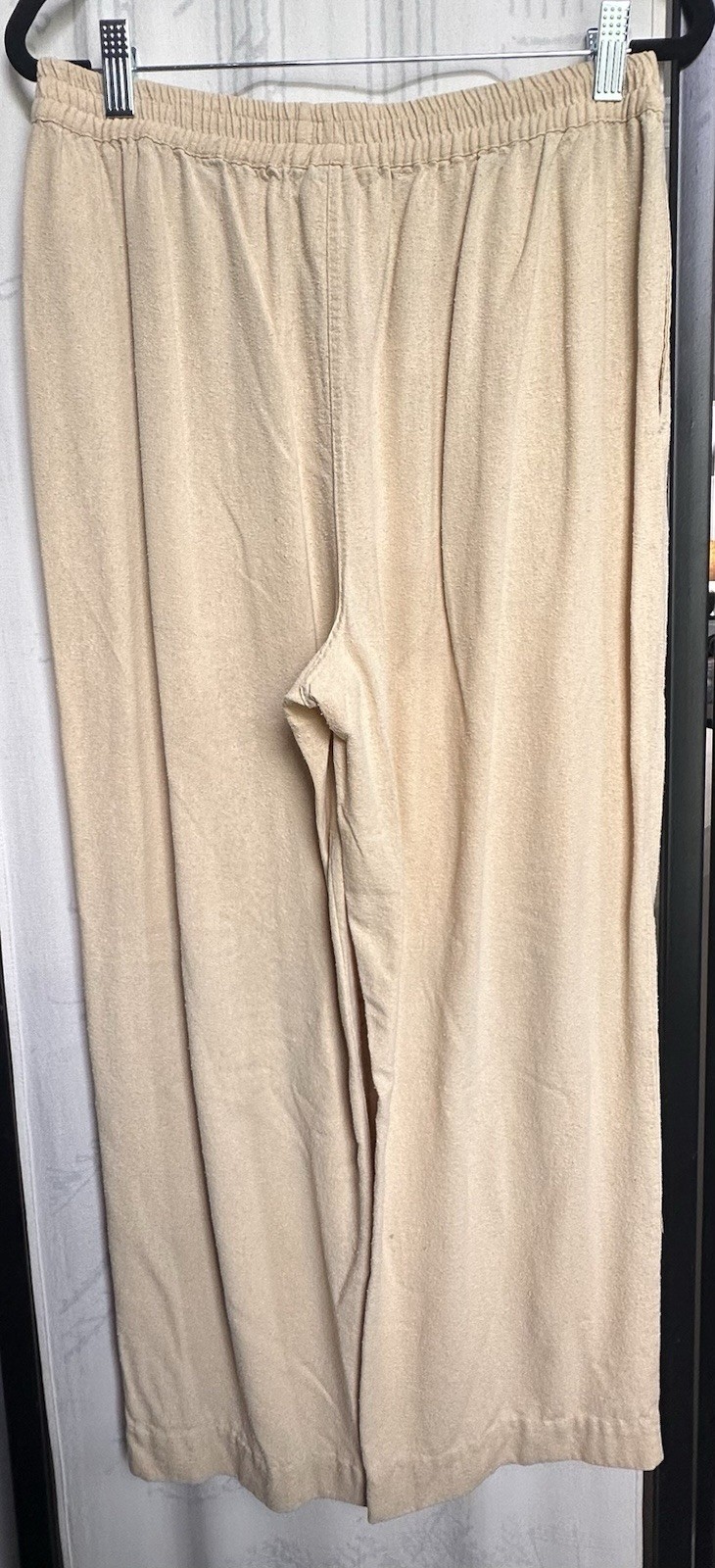 Vintage 90s Selene Sport 100% Raw Silk 2-Piece Pant Set Beige Minimalist Large