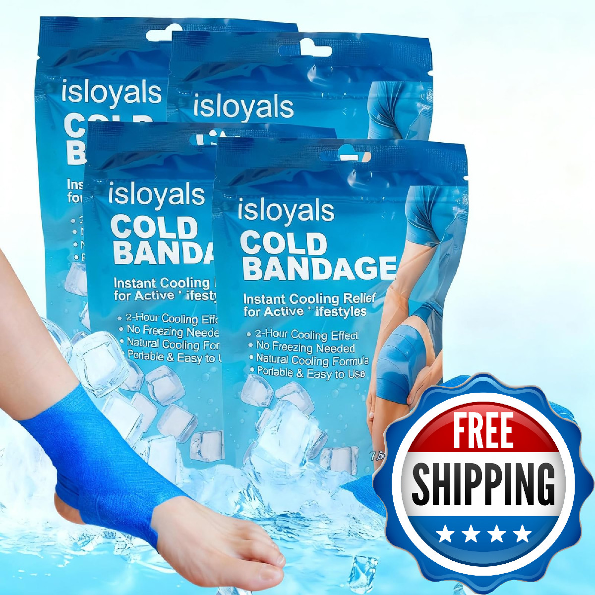 4 Packs Ice Tape Self Sticking Bandage Wrap Instant Cold Compression Tape Wrap C