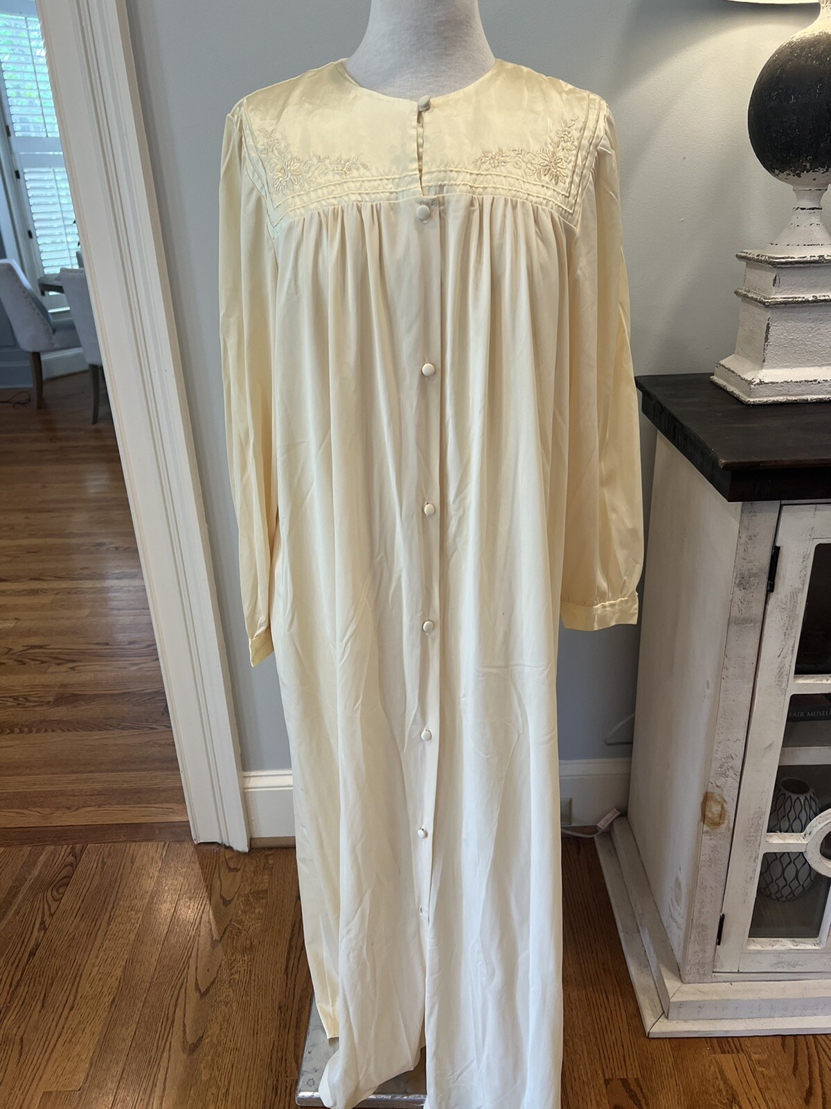 Vintage Sears Butter Yellow Peignoir Set Long Gown & Robe Lingerie Set S/M 36/38