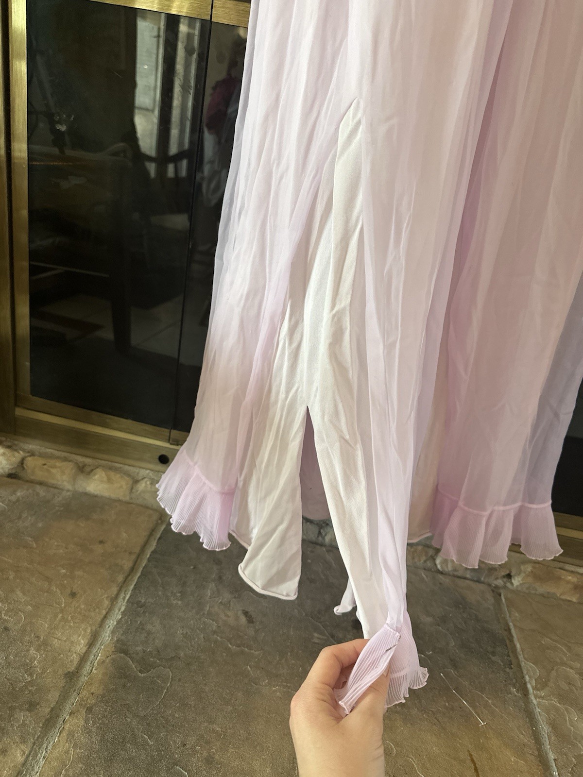 True VTG 70s Lavender Purple Maxi Slip Dress Nightgown Ruffle Fairy Ethereal M/L