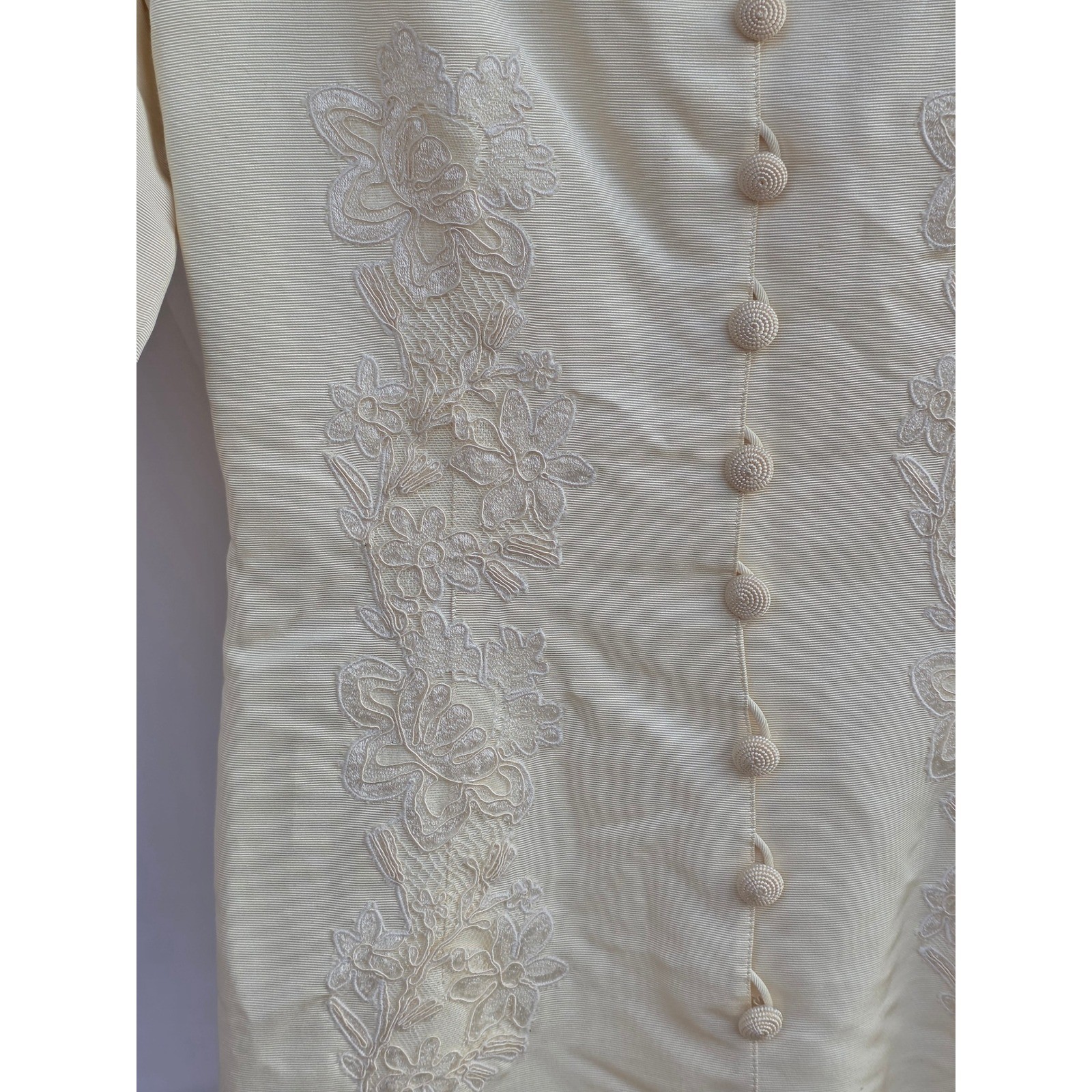 Emanuel Ungaro Ombre de la Nuit Cream Lace Button Front Vintage Dress Italy 10