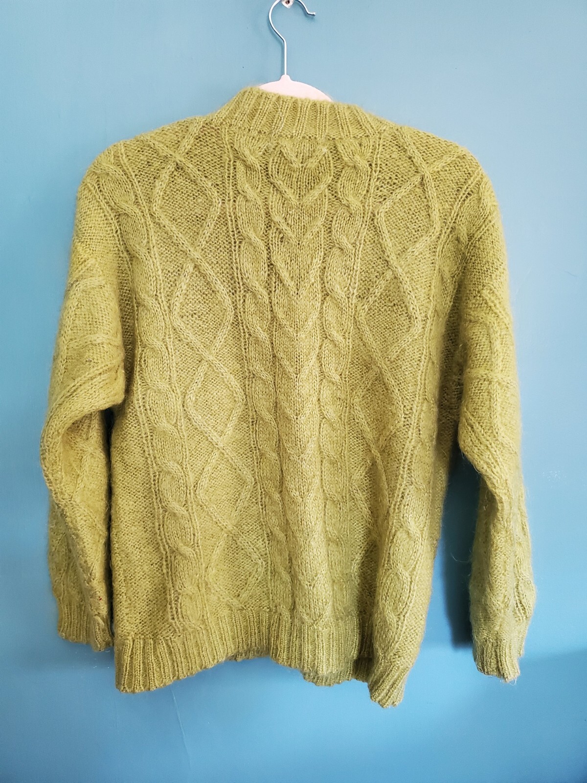 Vintage 1980s Limited Express green mohair cable knit sweater small