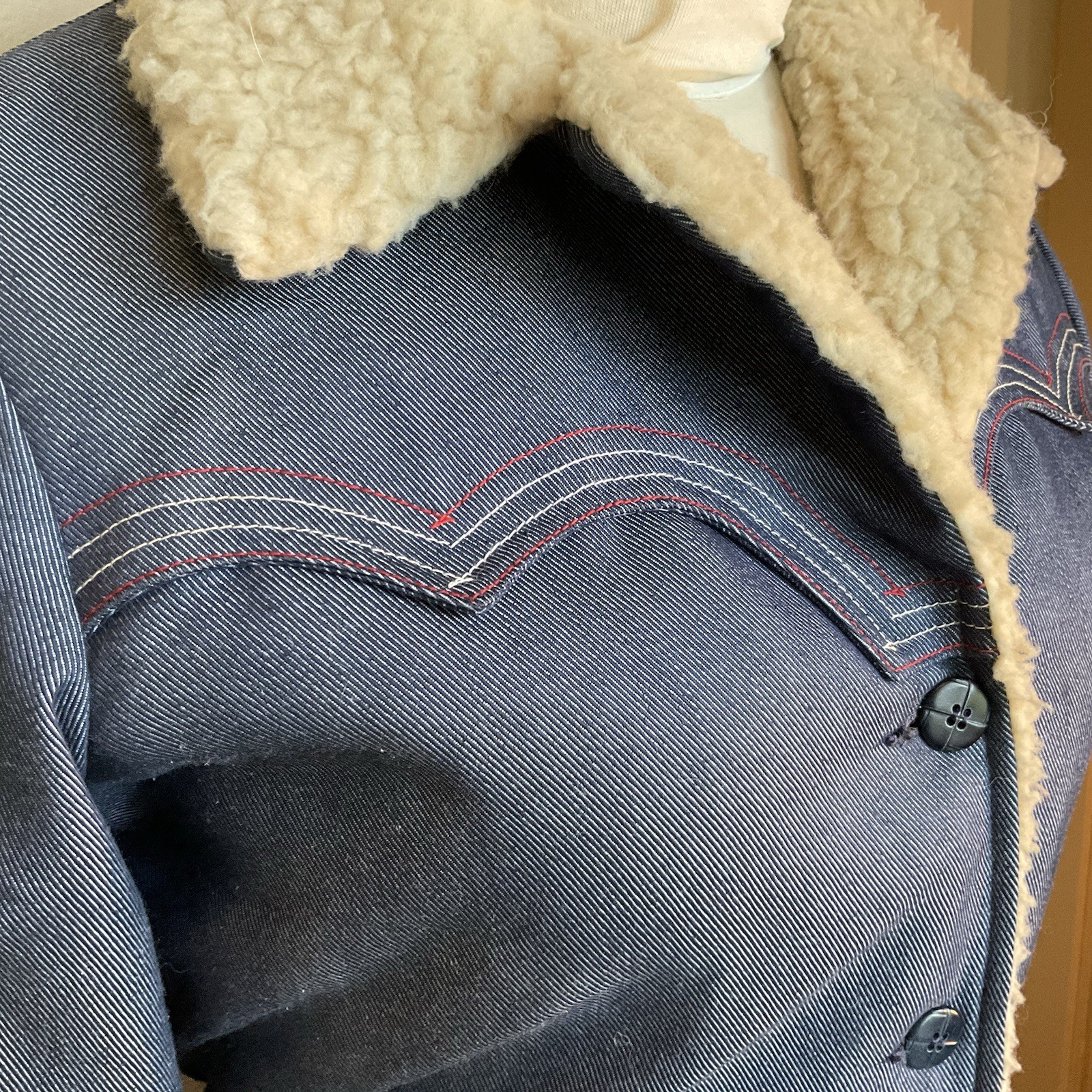 Prior Westerns Denver Womens Vintage Denim And Sheering 1960-1970? Chore Coat