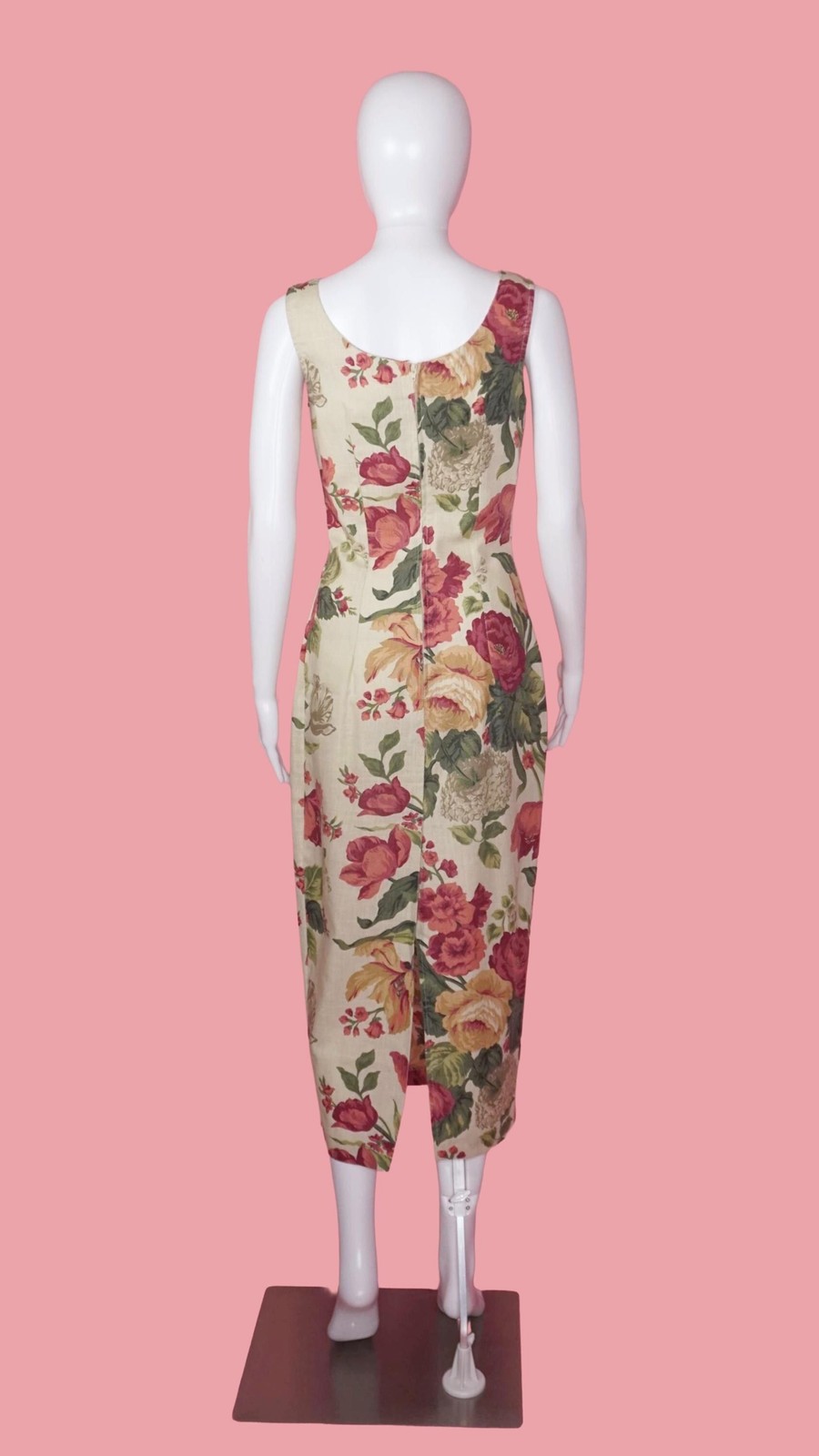 1990s RAMPAGE Floral Printed CABBAGE ROSE Print Bouquet Wiggle Maxi Dress. Small