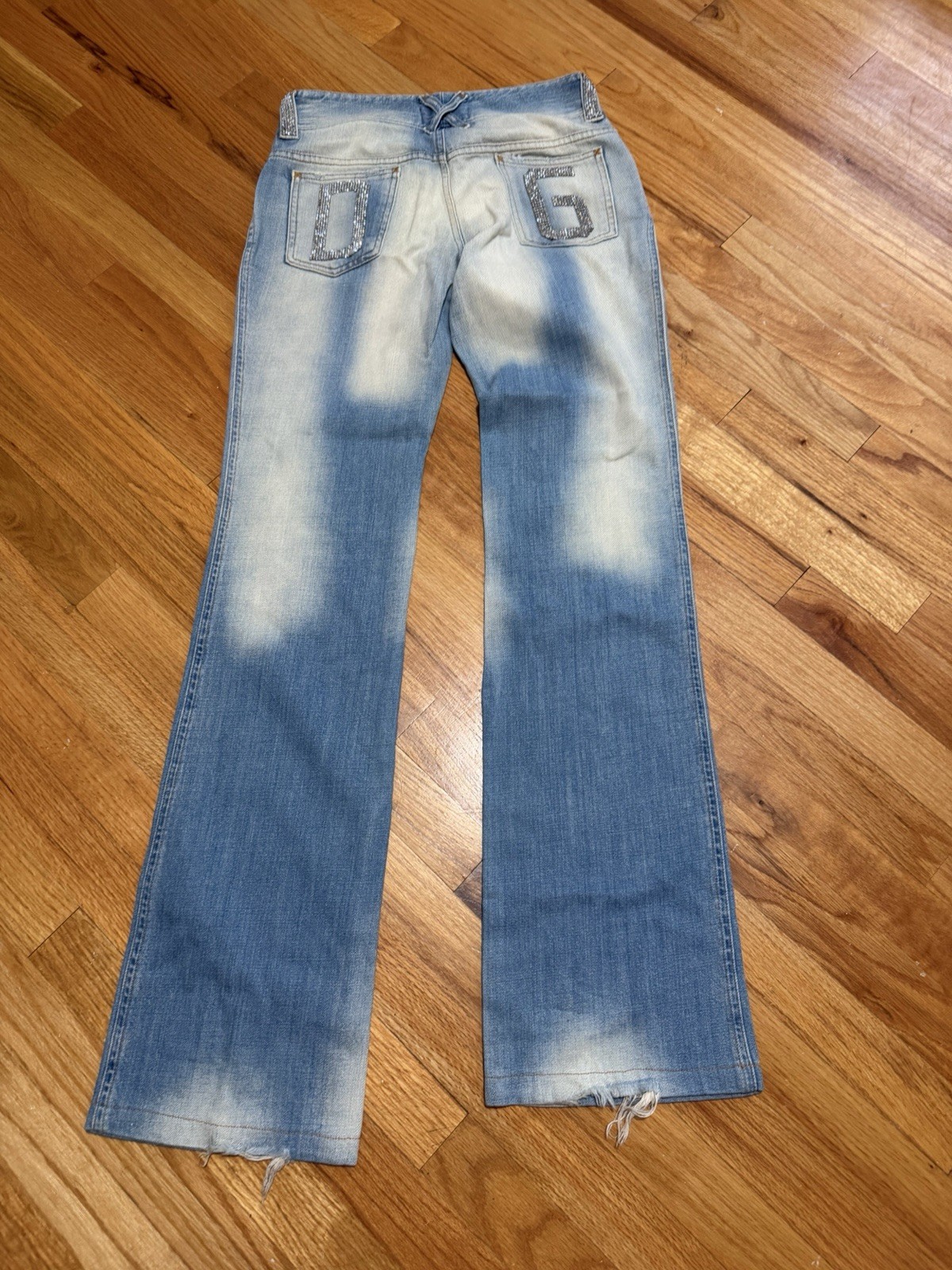 DOLCE GABBANA WOMEN 90’S VINTAGE EMBELLISHED DENIM JEANS PANTS RHINESTONES SZ 38