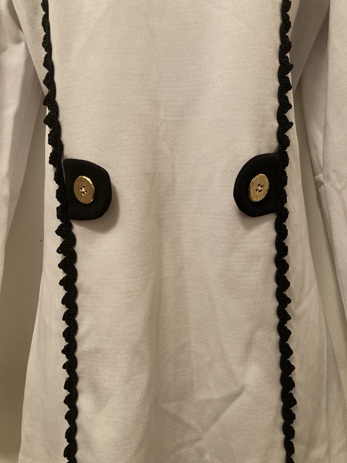 Vintage 1960s 70s black white Mod Dolly Rick Rac Majorette Twiggy Scooter M/L