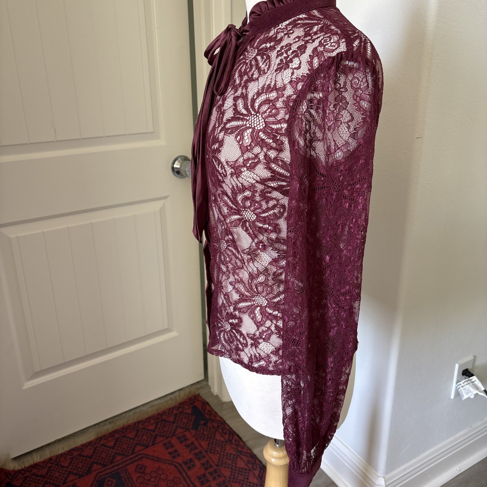 Vintage Dolce Gabbana D&G Silk Lace Mesh Long Sleeve Shirt Blouse Top Size 42