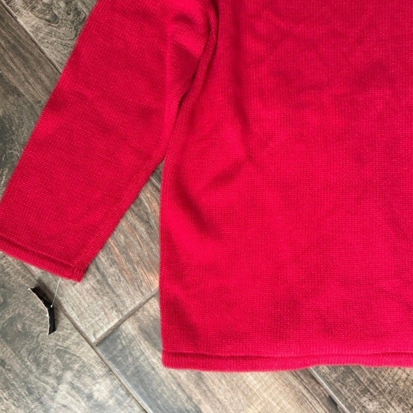 Crazy Horse Vintage Patchwork Crew Neck Knit LS Sweater,Red Blue Navy,2(NWT)