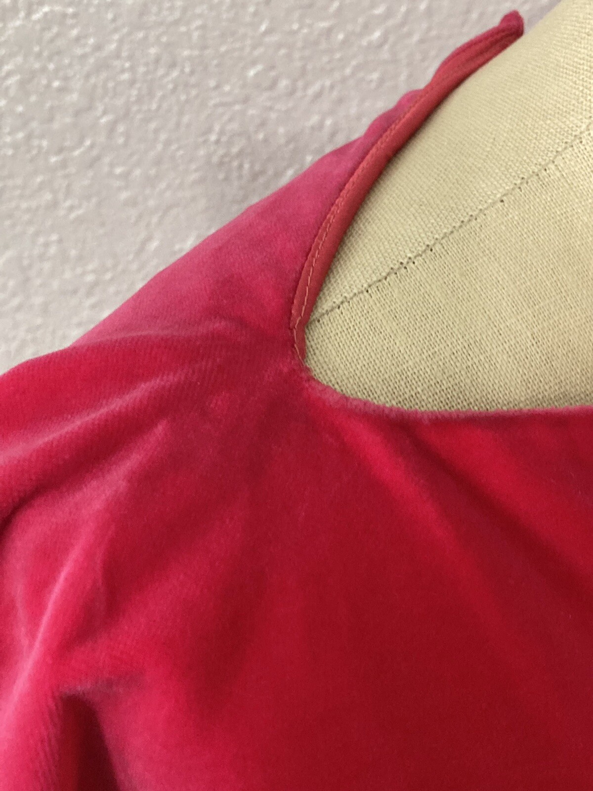 Vintage Timely Fashions More Chicago Pink Velvet Sabrina Neck Dress For Costume