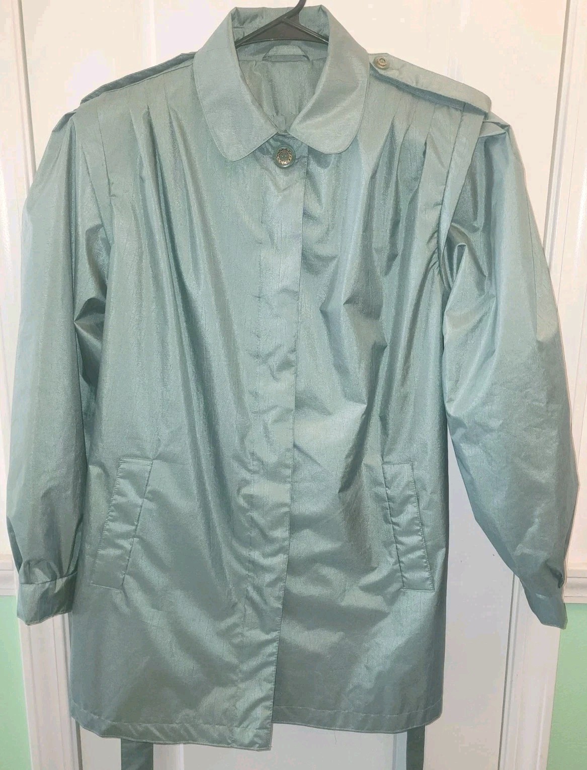 Vintage Mariel Trench Coat 80s 90s Green Jacket Size Small