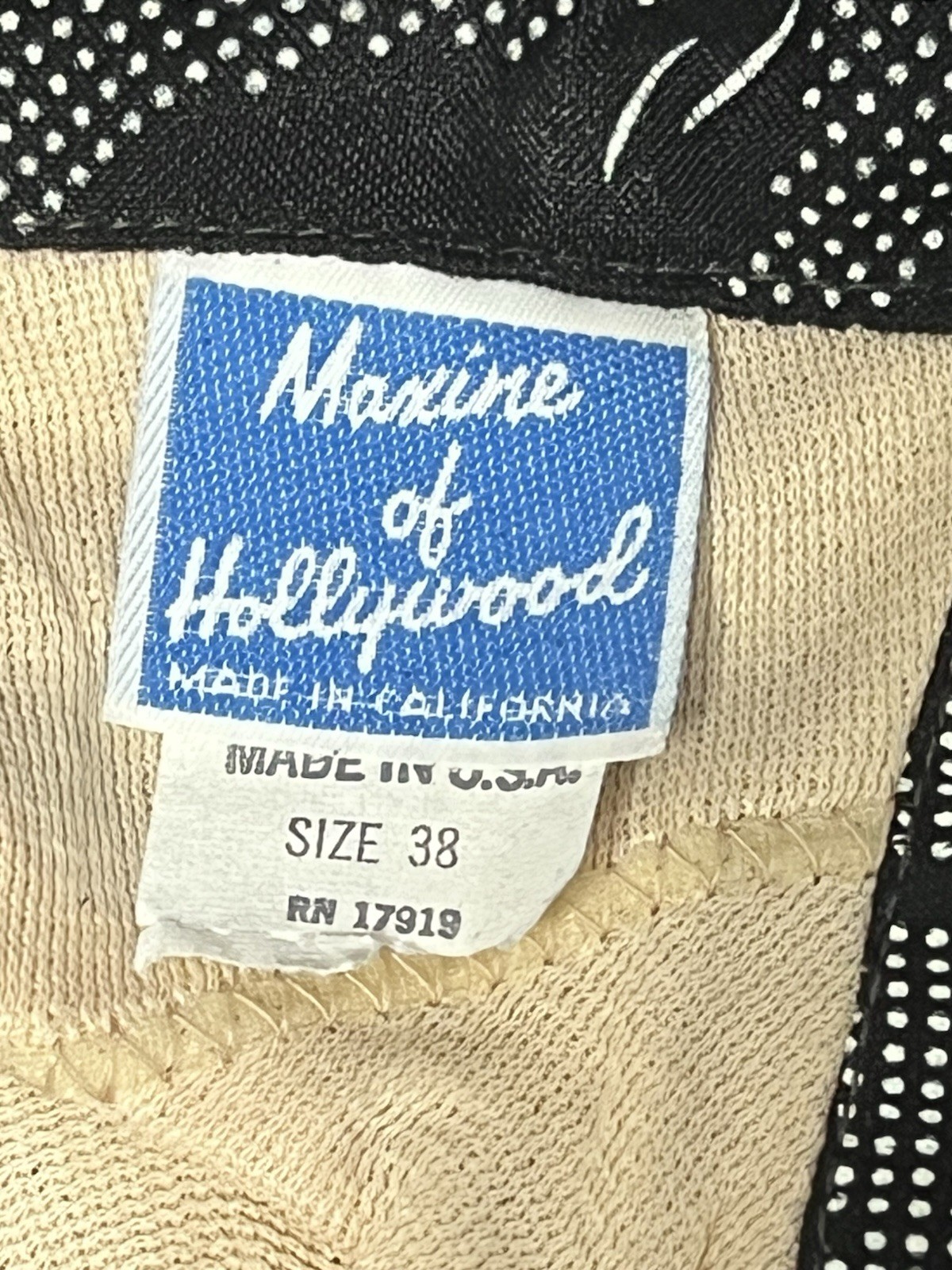 Vintage 1970’s Maxine of Hollywood Swimsuit Dress Black White Floral Size L 38