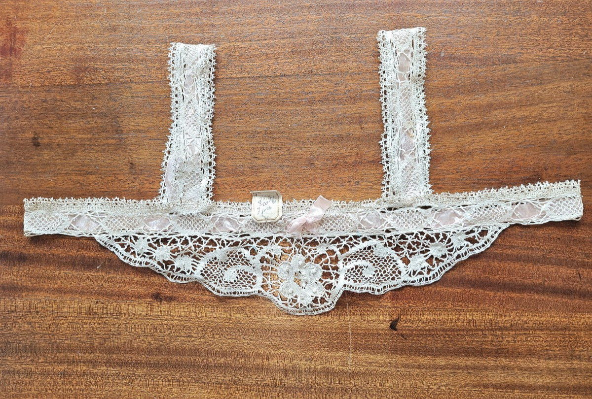 Antique French Chemise Cami for Nightgown Corset Topper Lace w/Ribbons, Tagged